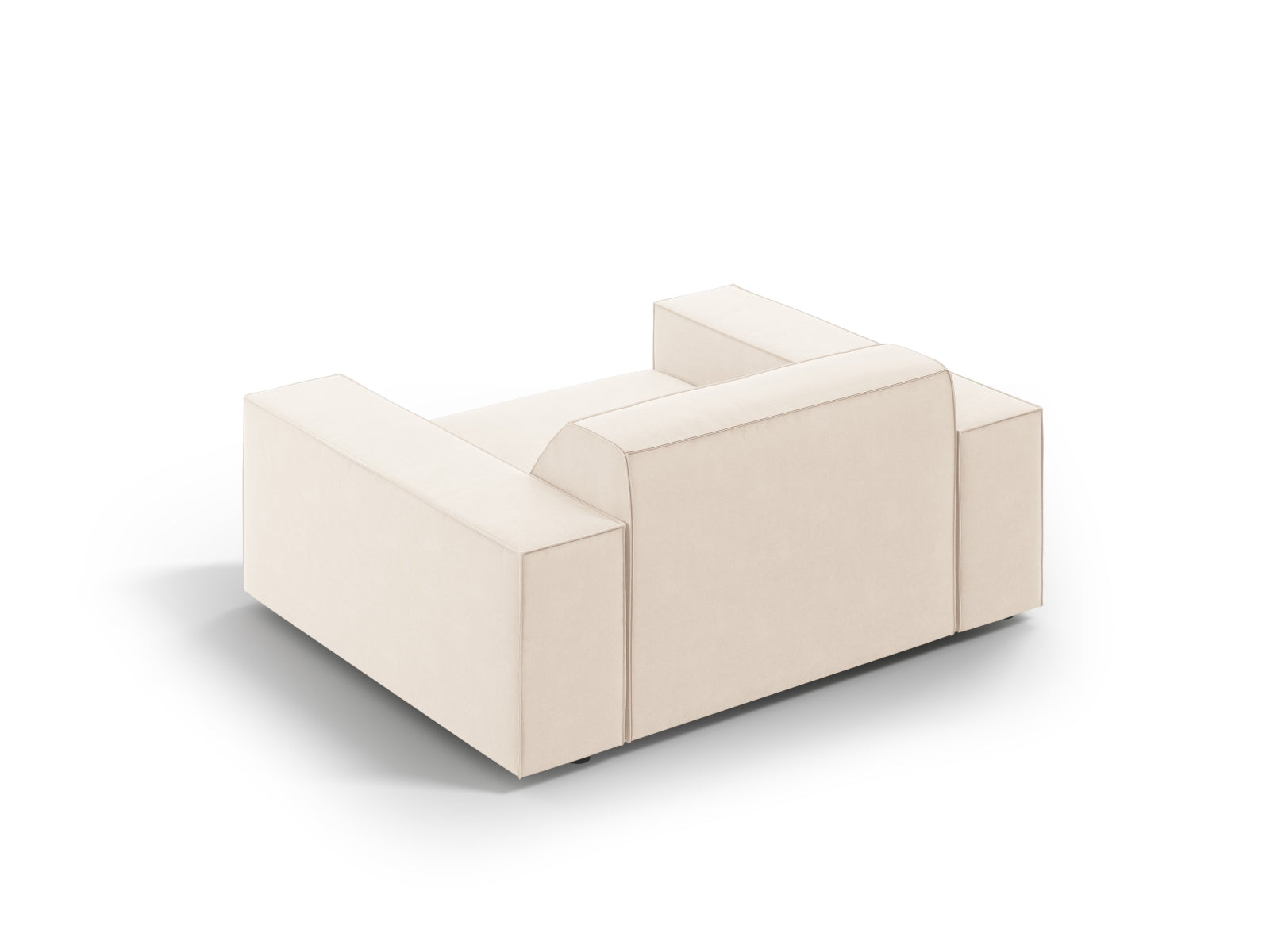 Eleganter Jodie Velour Sessel in sanftem Beige, ideal für stilvolle Wohnräume. Hochwertige Verarbeitung und modernes Design von Micadoni.