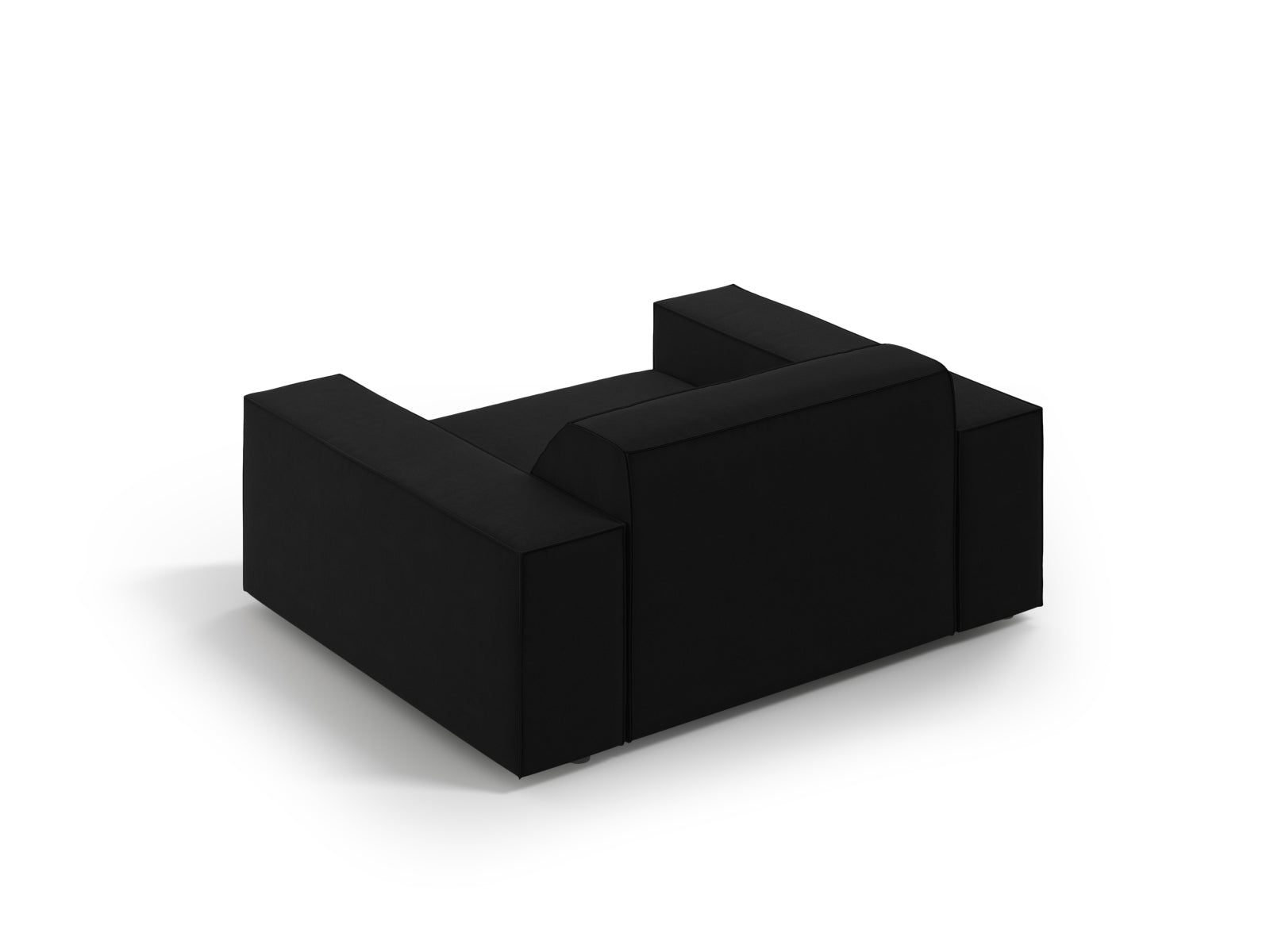 Eleganter Jodie Velour Sessel in luxuriösem Schwarz-Bluvel, ideal für gemütliche Wohnräume und modernes Design. Hochwertige Verarbeitung von Micadoni.