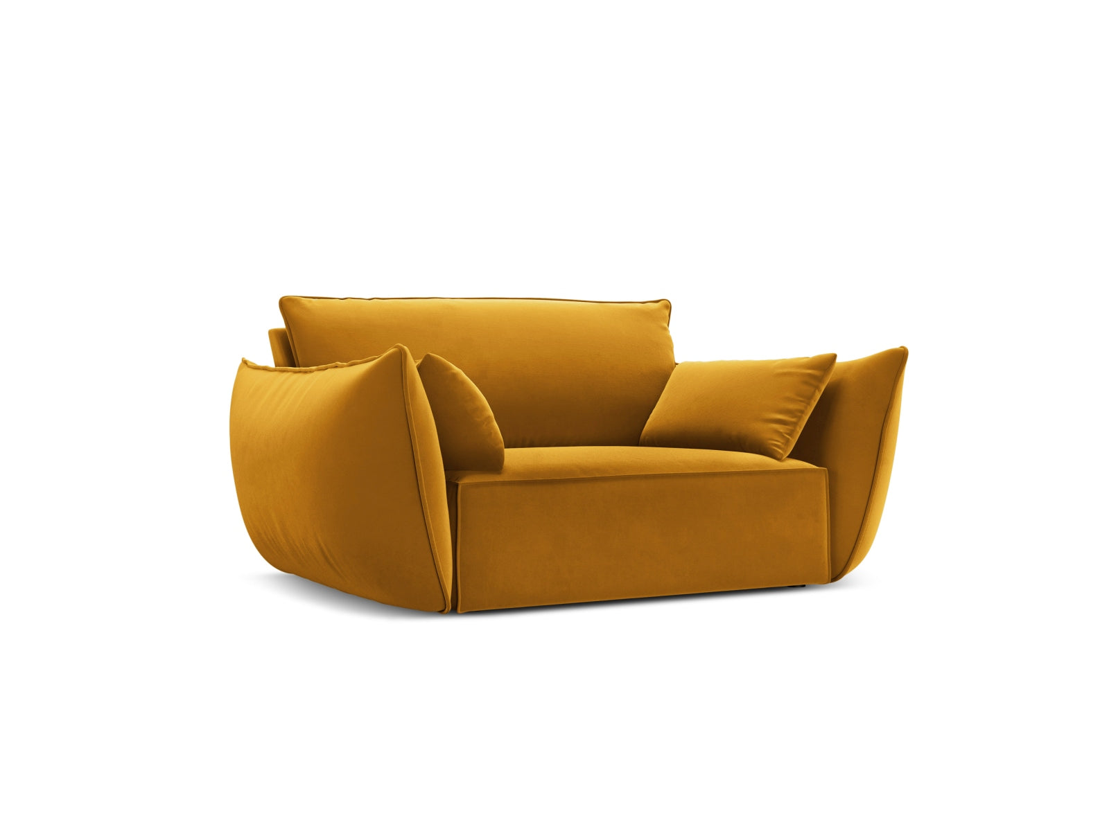 Eleganter Kaelle Velour Sessel in Gelb-Blau von Micadoni, ideal für stilvolle Wohnräume und gemütliche Entspannung.