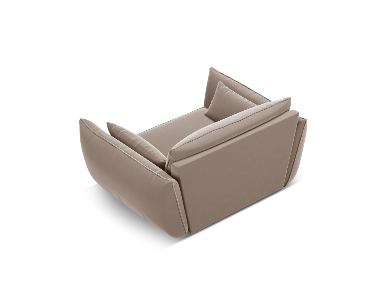 Moderner Kaelle Velour Sessel in sanftem Cappuccino, perfekt für gemütliche Ecken und stilvolle Einrichtung. Hochwertige Materialien und elegantes Design.