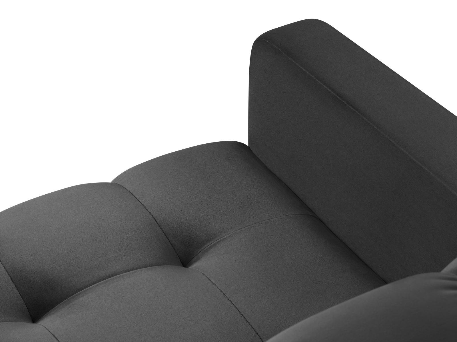 Moderner Mamaia Velour Sessel in edlem Dunkelgrau, perfekt für gemütliche Leseecken und stilvolle Einrichtungsideen.