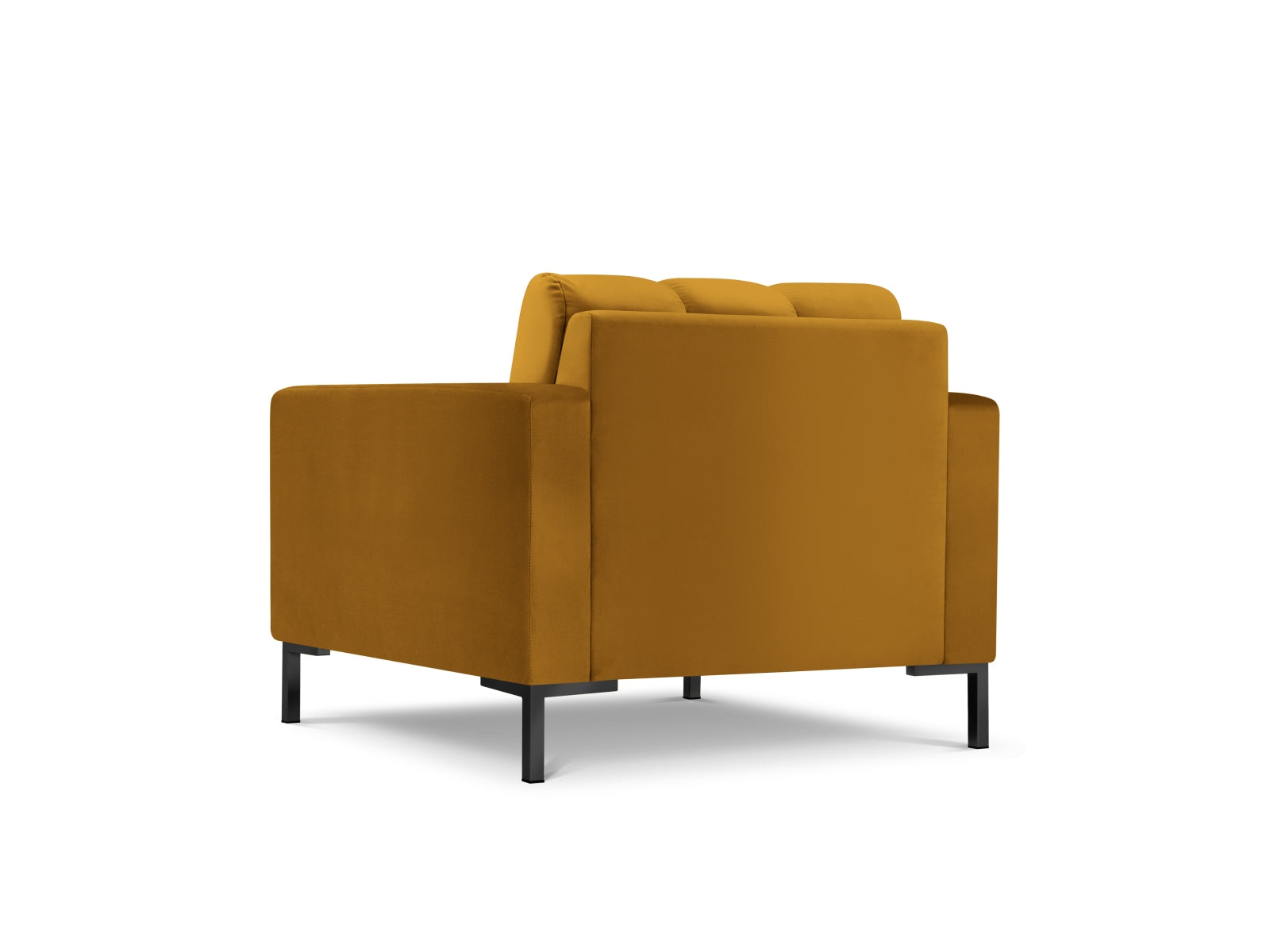 Eleganter Mamaia Velour Sessel in leuchtendem Gelb und Schwarz, ideal für stilvolle Wohnräume. Hochwertige Verarbeitung von Micadoni.