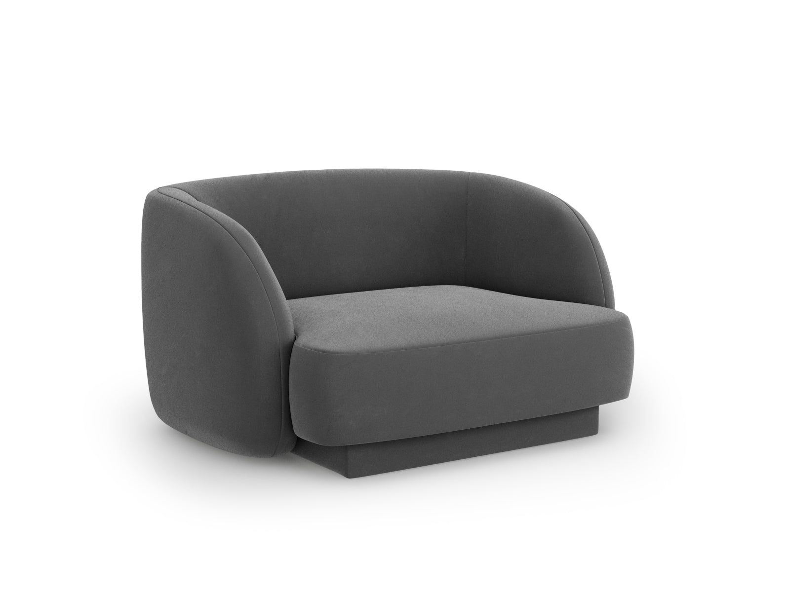 Eleganter Miley Velour Sessel in stilvollem Grau-Blau, ideal für moderne Wohnräume. Hochwertige Verarbeitung von Micadoni.