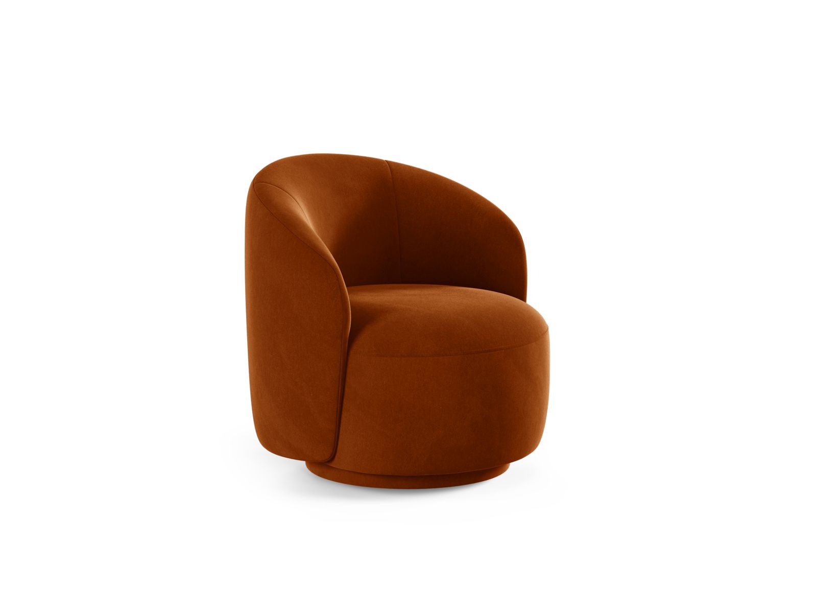 Eleganter Drehsessel Letizia in warmem Terracotta, ideal für stilvolle Wohnräume. Hochwertige Verarbeitung von Micadoni.