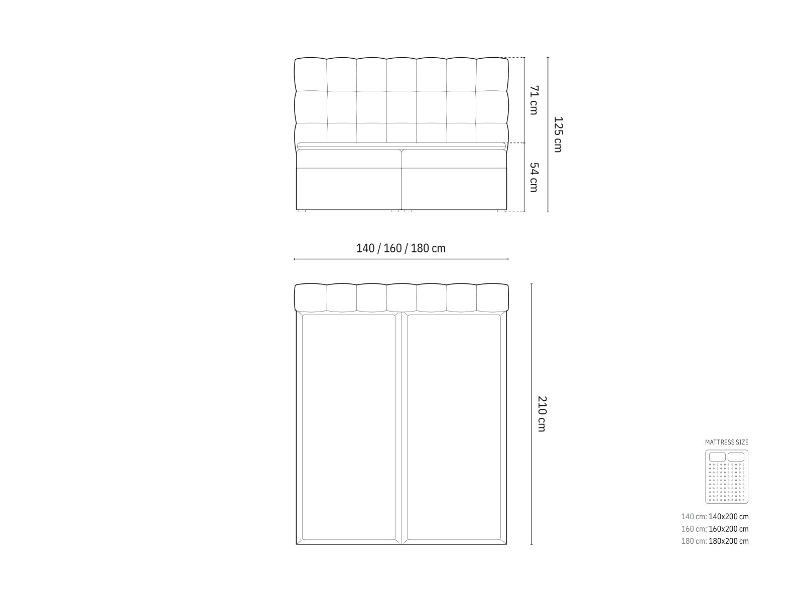 Elegantes Mamaia Boxspringbett-Set in Light Grey mit Kopfteil, Matratze und Topper, ideal für stilvolle Schlafzimmergestaltung.