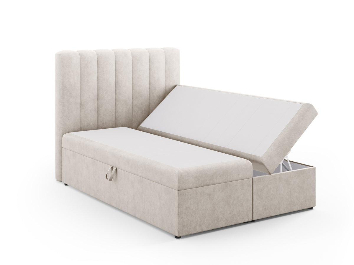 Kelp Boxspringbett Set 140cm: Headboard + Box Springs/Matratze + Matratze Topper in Grey Beige Melange-Moly präsentiert im Onlineshop von KAQTU Design AG. Bett ist von Micadoni