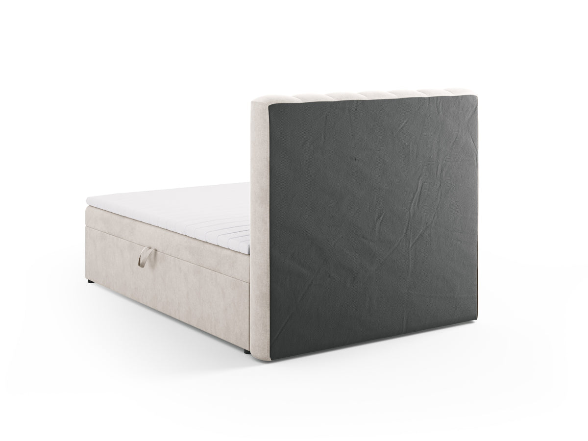 Kelp Boxspringbett Set 140cm: Headboard + Box Springs/Matratze + Matratze Topper in Grey Beige Melange-Moly präsentiert im Onlineshop von KAQTU Design AG. Bett ist von Micadoni