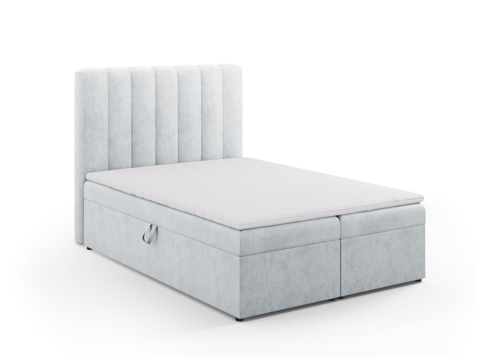 Entdecken Sie das Kelp Boxspring Bett Set von Micadoni: stilvolles Kopfteil, stabile Boxspring und hochwertige Matratze mit Topper für erholsamen Schlaf.
