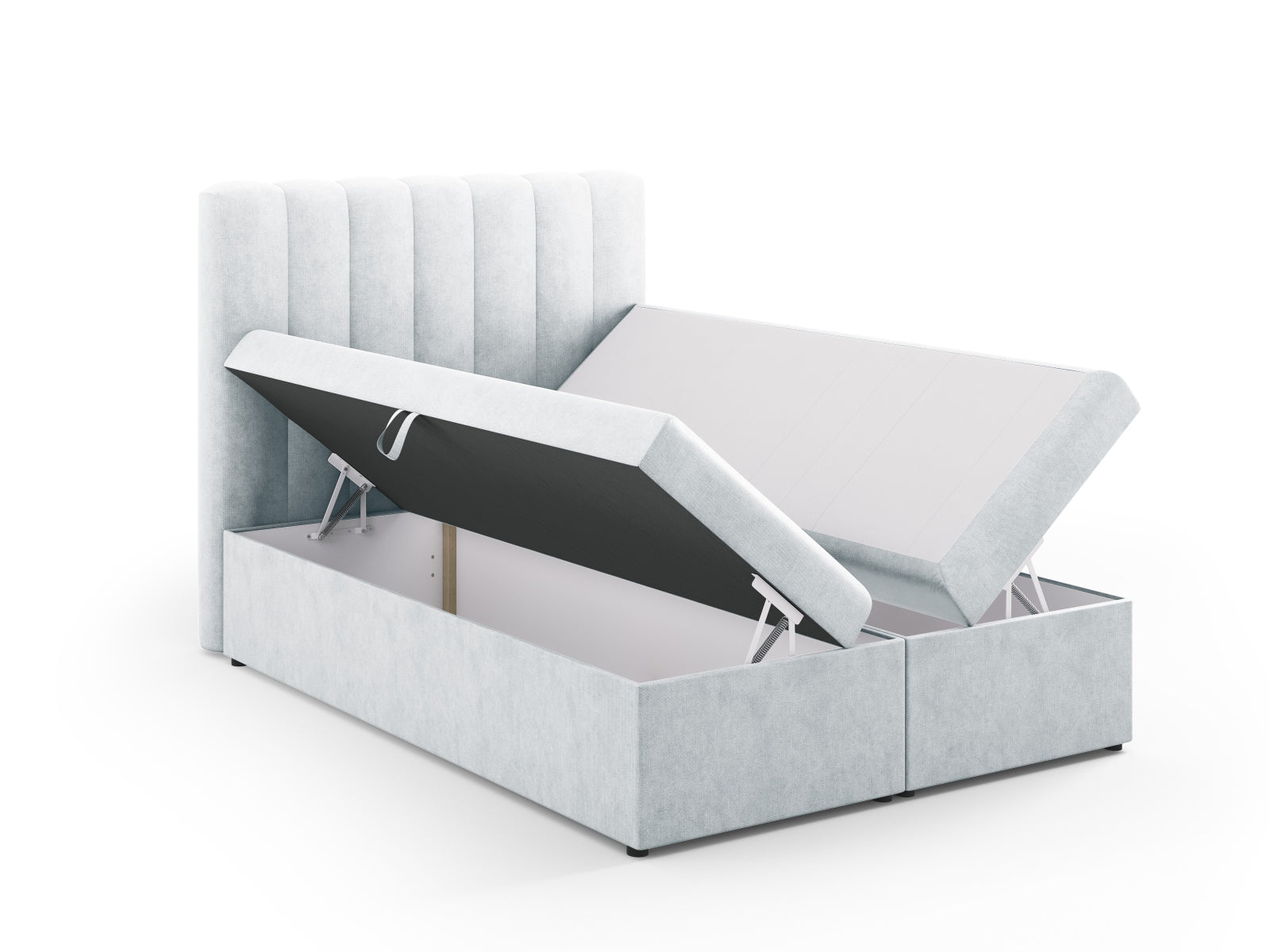 Entdecken Sie das Kelp Boxspring Bett Set von Micadoni: stilvolles Kopfteil, stabile Boxspring und hochwertige Matratze mit Topper für erholsamen Schlaf.