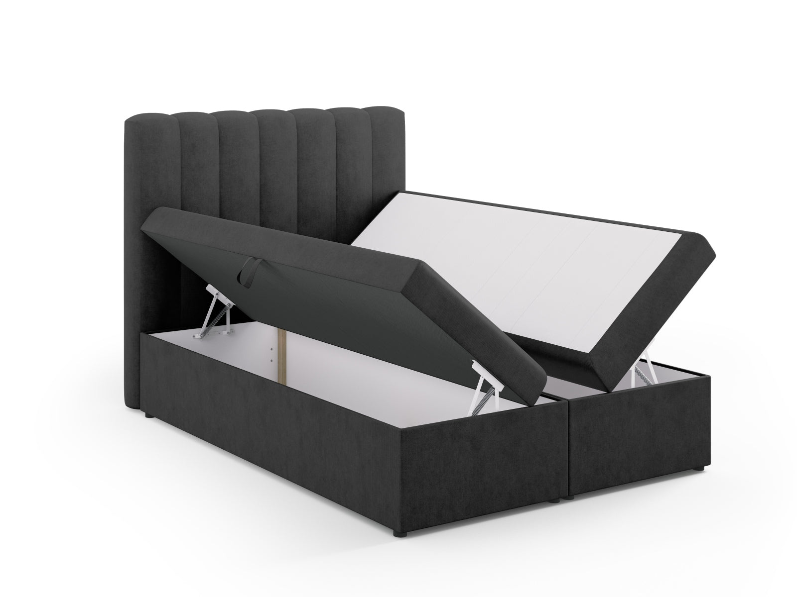Entdecken Sie das Kelp Boxspring Bett Set von Micadoni: stilvolles Kopfteil, stabile Boxspring und hochwertige Matratze mit Topper für erholsamen Schlaf.