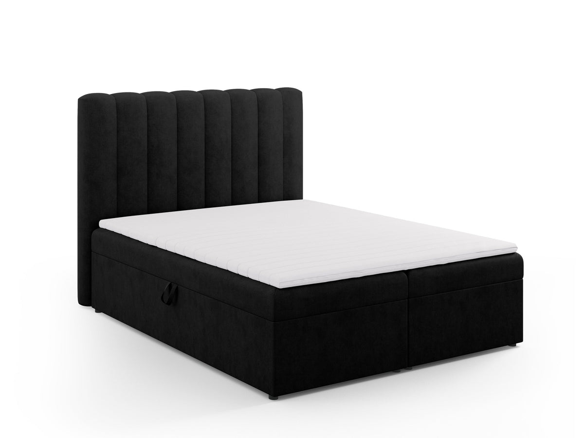 Kelp Boxspringbett Set 140cm: Headboard + Box Springs/Matratze + Matratze Topper in Black-Moly präsentiert im Onlineshop von KAQTU Design AG. Bett ist von Micadoni