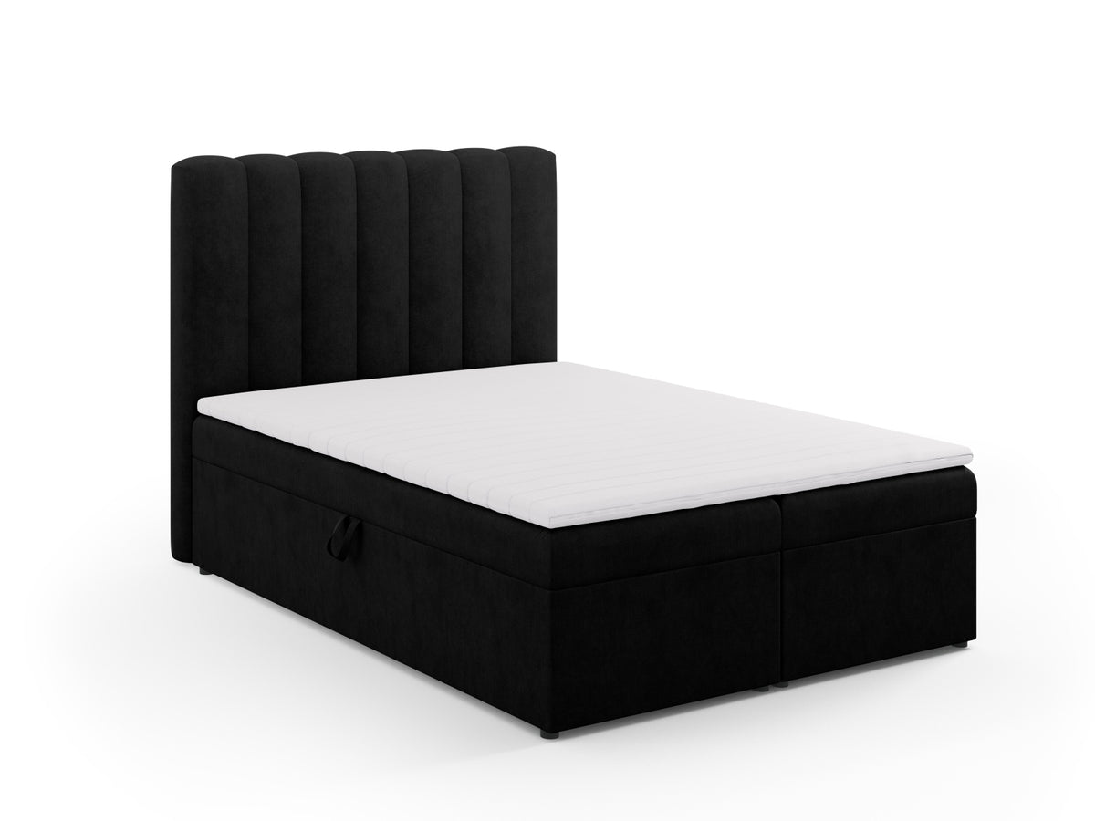 Kelp Boxspringbett Set 140cm: Headboard + Box Springs/Matratze + Matratze Topper in Black-Moly präsentiert im Onlineshop von KAQTU Design AG. Bett ist von Micadoni