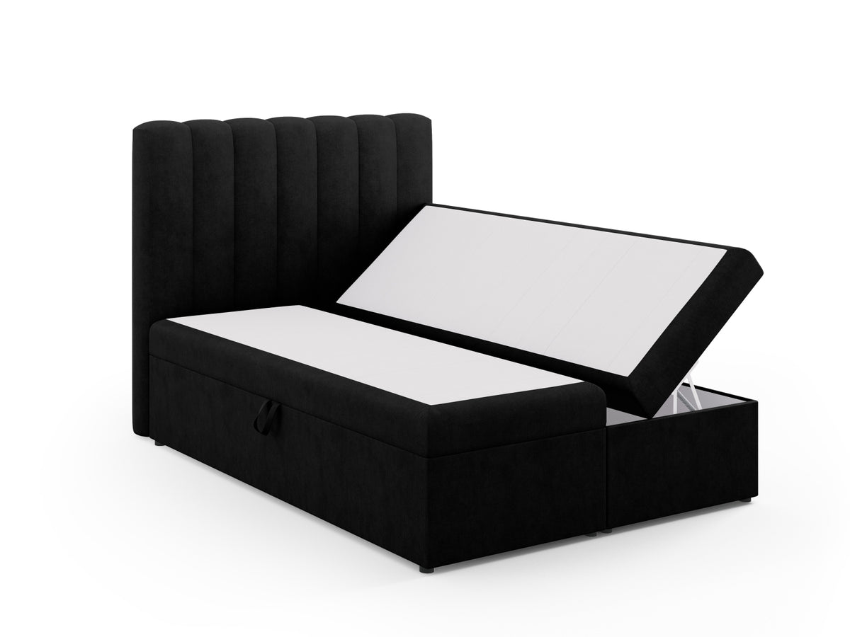 Kelp Boxspringbett Set 140cm: Headboard + Box Springs/Matratze + Matratze Topper in Black-Moly präsentiert im Onlineshop von KAQTU Design AG. Bett ist von Micadoni