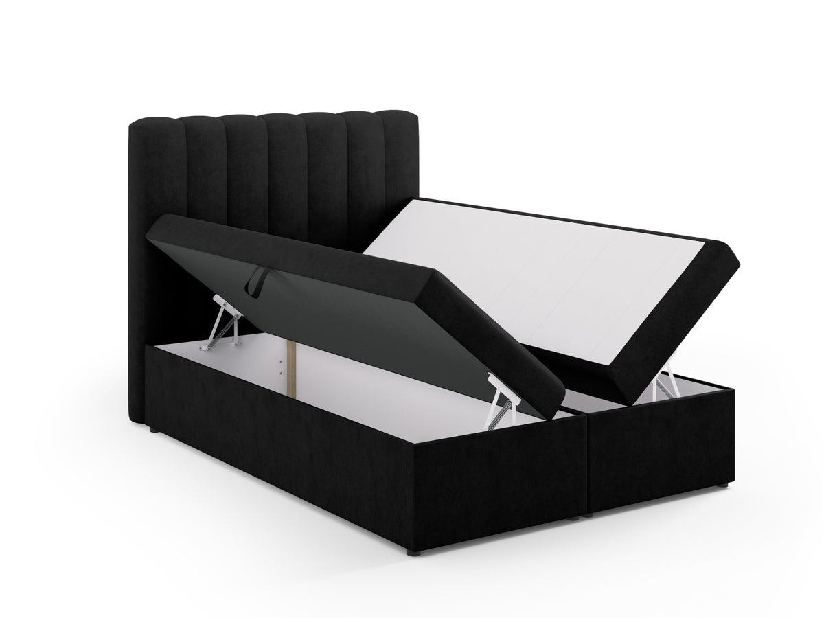 Kelp Boxspringbett Set 140cm: Headboard + Box Springs/Matratze + Matratze Topper in Black-Moly präsentiert im Onlineshop von KAQTU Design AG. Bett ist von Micadoni