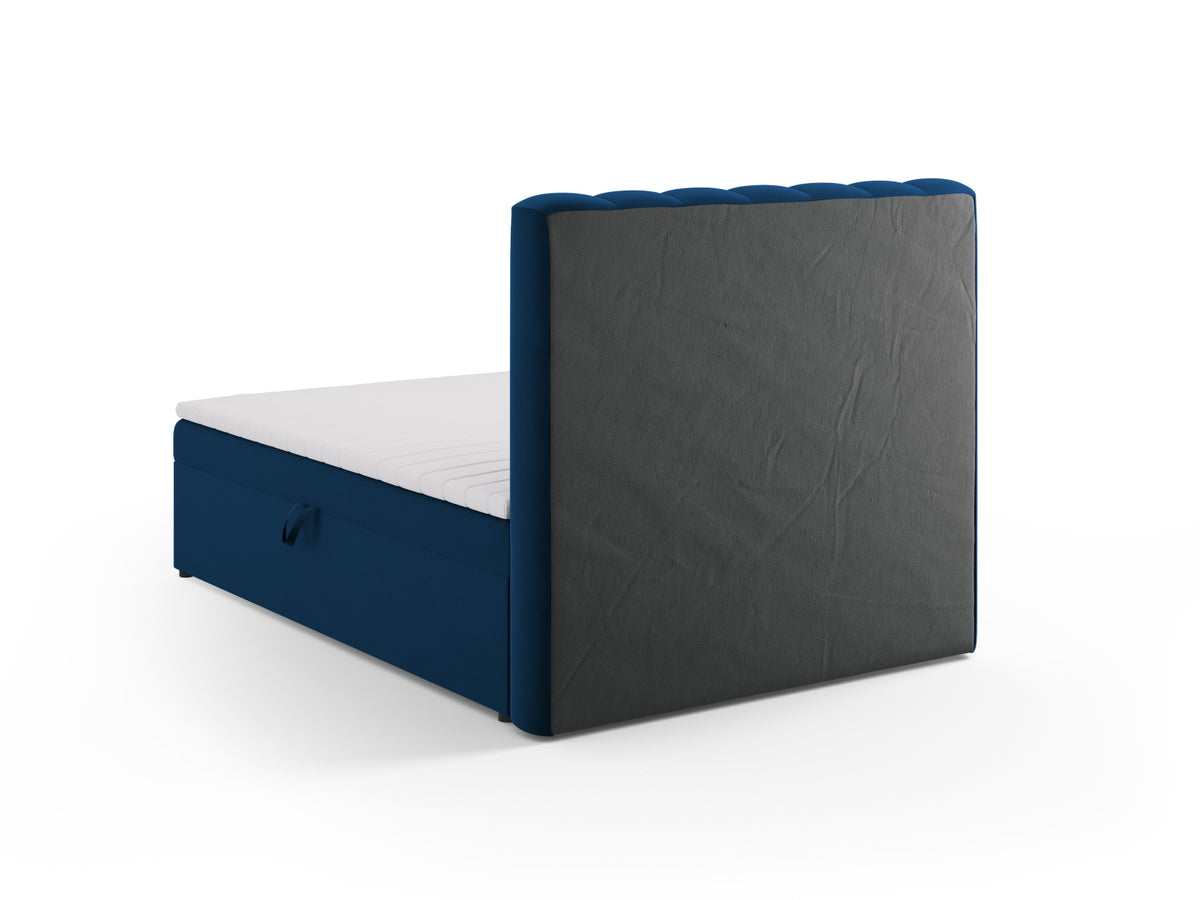 Kelp Boxspringbett Set 140cm: Headboard + Box Springs/Matratze + Matratze Topper in Royal Blue-Bluvel präsentiert im Onlineshop von KAQTU Design AG. Bett ist von Micadoni