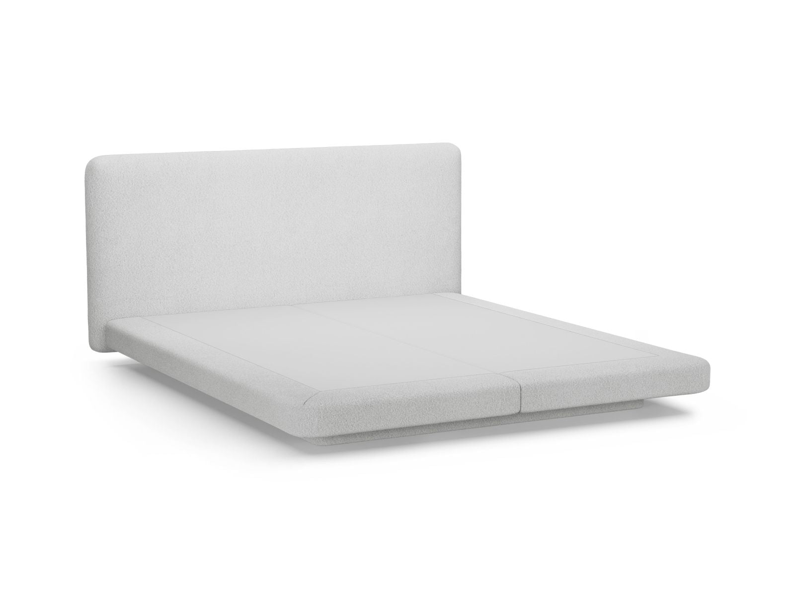Elegantes Linea Bett mit 160 cm Kopfteil in sanftem Light Grey-Baloo, ideal für stilvolle und komfortable Schlafräume von Micadoni.