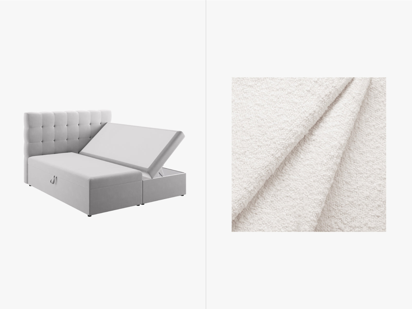 Mamaia Boxspringbett-Set: Headboard + Boxspringmatratze und Topper 160cm in White/Schwarz-Baloo präsentiert im Onlineshop von KAQTU Design AG. Bett ist von Micadoni