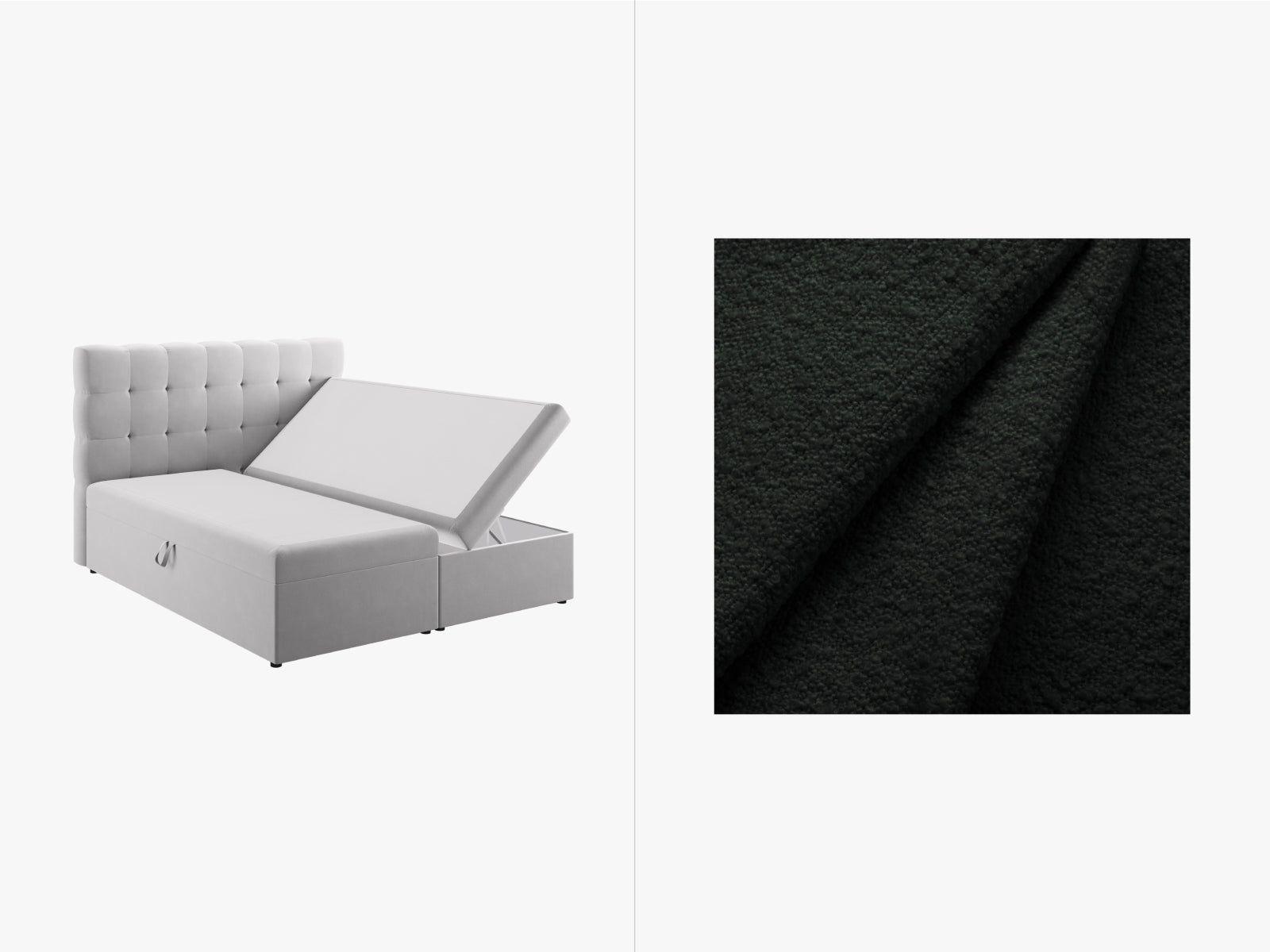 Mamaia Boxspringbett-Set: Headboard + Boxspringmatratze und Topper 160cm in Black/Schwarz-Baloo präsentiert im Onlineshop von KAQTU Design AG. Bett ist von Micadoni