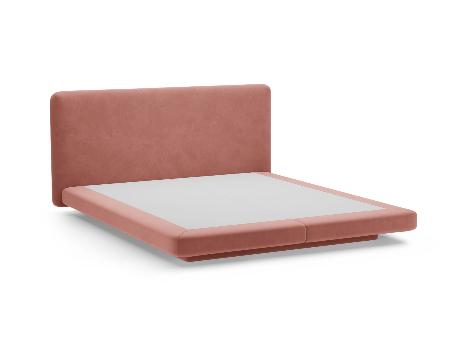 Elegantes Linea Bett in Pink-Magic Velvet mit 160 cm Kopfteil, ideal für ein zeitgemäßes Schlafzimmer von Micadoni.