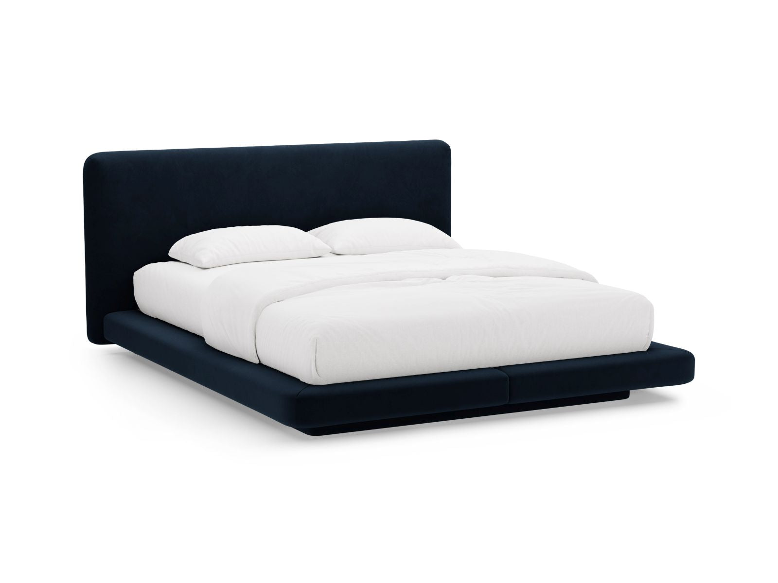Linea Bett mit Kopfteil 160cm in Royal Blue-Magic Velvet präsentiert im Onlineshop von KAQTU Design AG. Bett ist von Micadoni