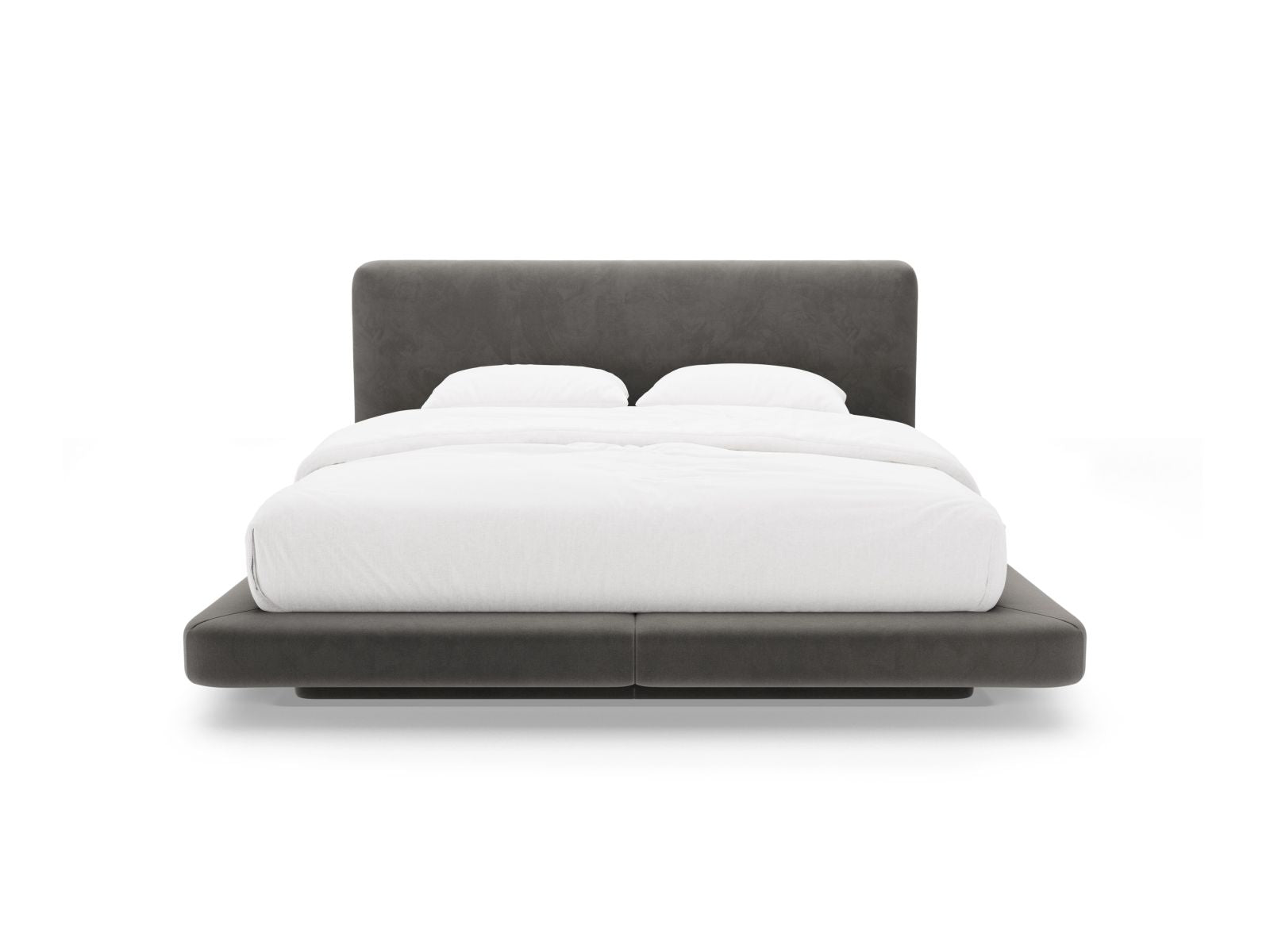 Elegantes Linea Bett mit 160 cm Kopfteil in edlem Dunkelgrau aus Magic Velvet, ideal für stilvolle Schlafzimmergestaltung.