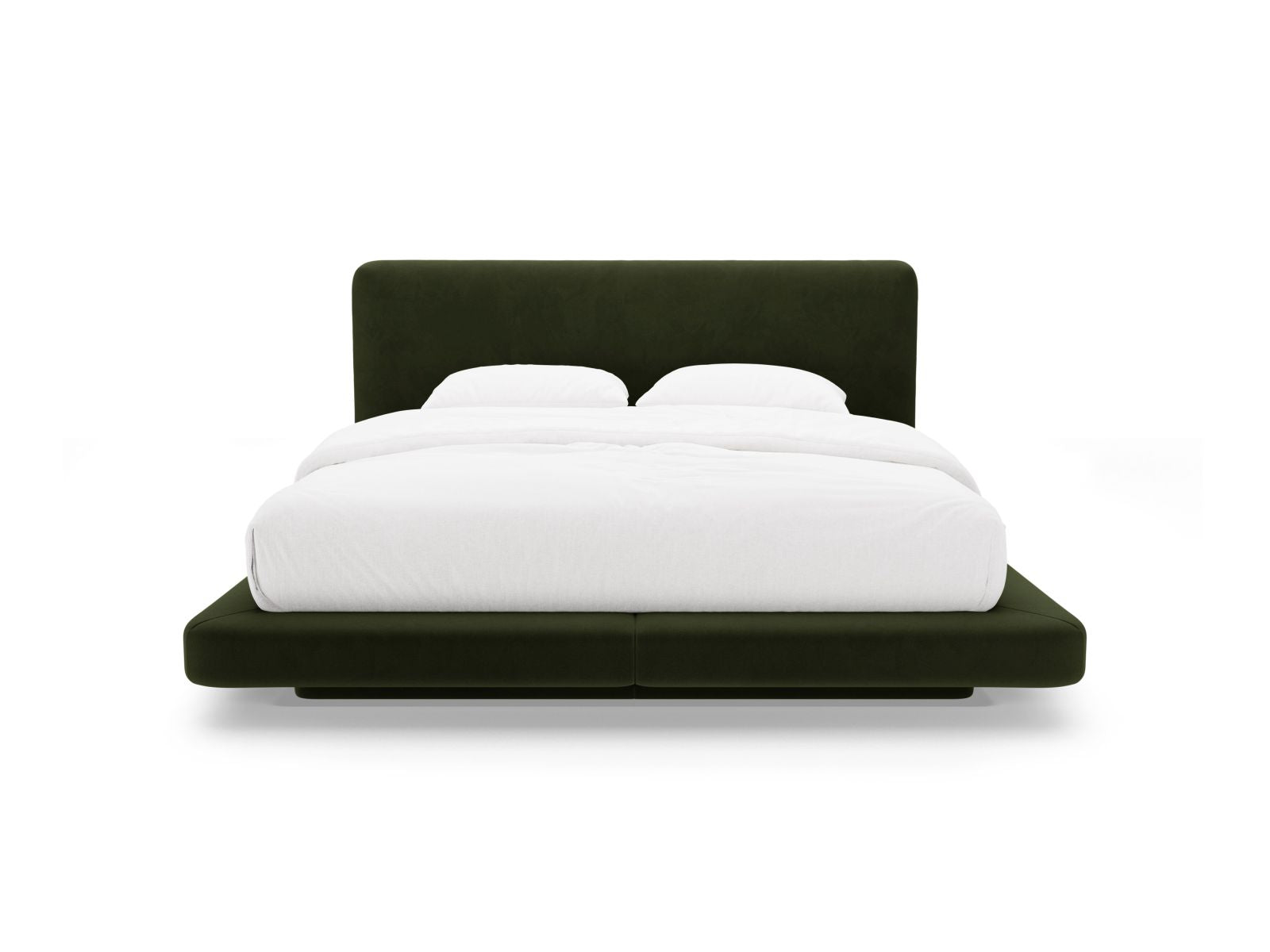 Elegantes Linea Bett in Army Green-Magic Velvet mit 160 cm Kopfteil, ideal für stilvolle Schlafzimmergestaltung von Micadoni.