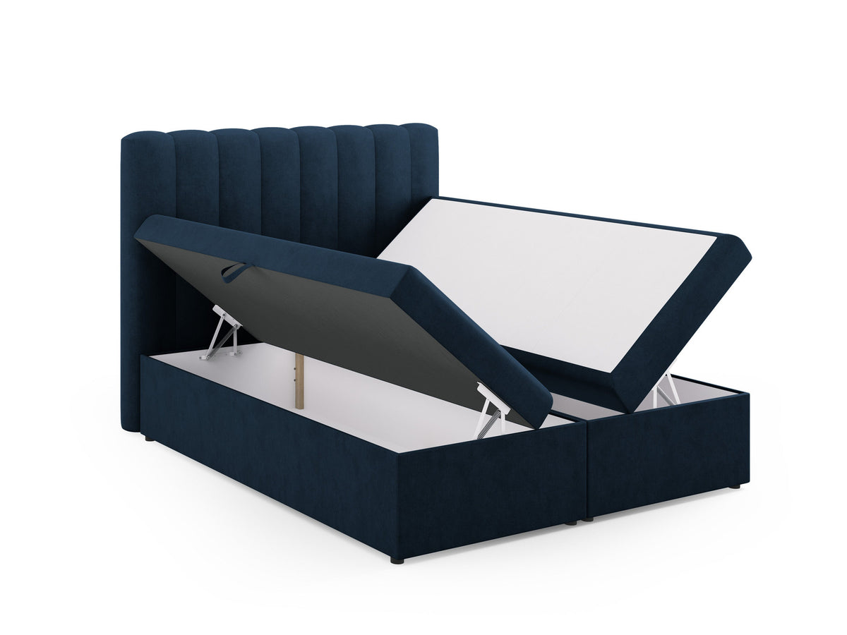 Kelp Boxspringbett Set 160cm: Headboard + Box Springs/Matratze + Matratze Topper in Royal Blue-Moly präsentiert im Onlineshop von KAQTU Design AG. Bett ist von Micadoni