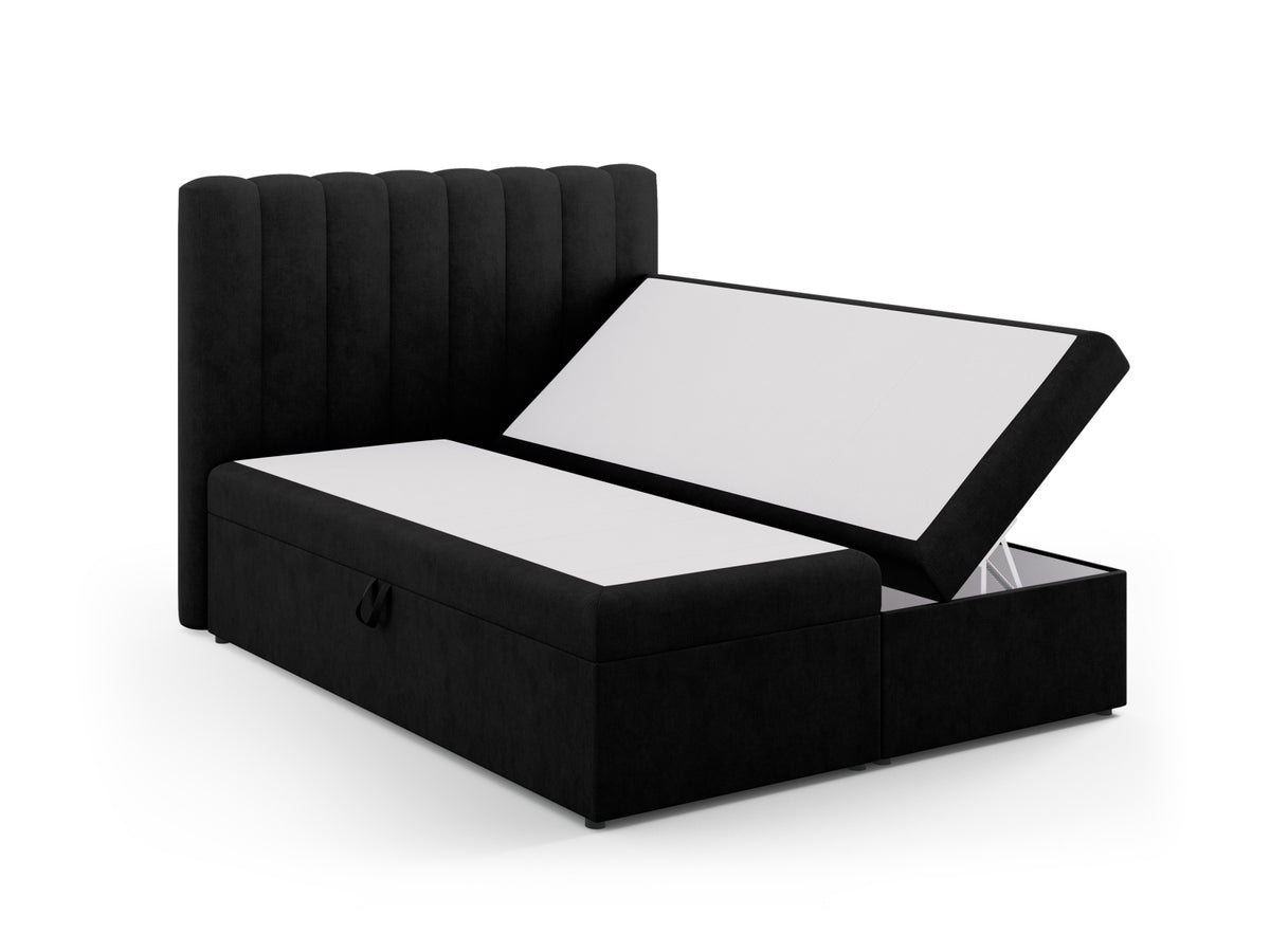 Kelp Boxspringbett Set 160cm: Headboard + Box Springs/Matratze + Matratze Topper in Black-Moly präsentiert im Onlineshop von KAQTU Design AG. Bett ist von Micadoni