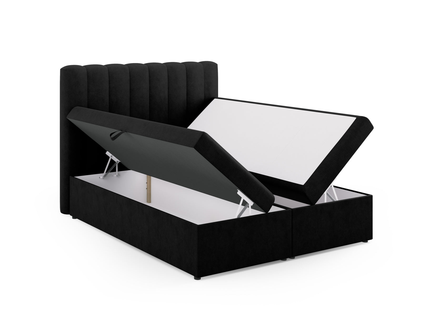 Entdecken Sie das Kelp Boxspring Bett Set von Micadoni: stilvolles Kopfteil, stabile Boxspring und hochwertige Matratze mit Topper für erholsamen Schlaf.