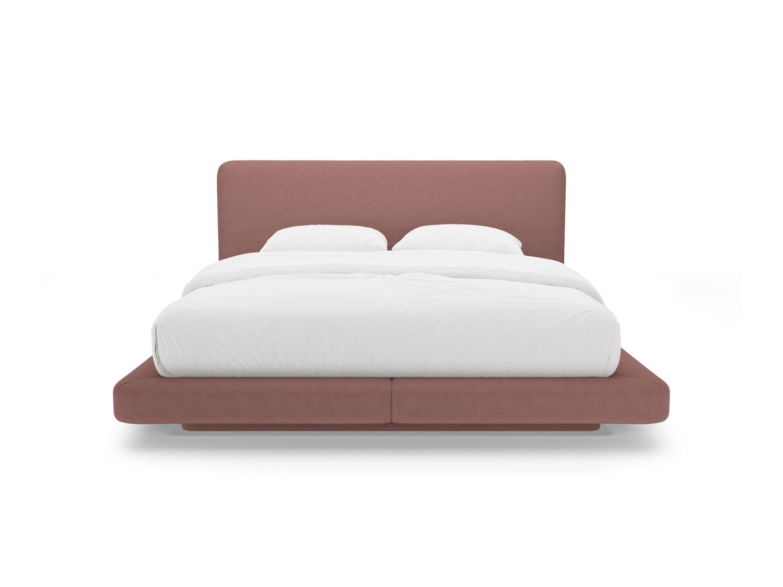 Elegantes Linea Bett mit 160 cm Kopfteil in stilvollem Dunkelrosa, ideal für moderne Schlafzimmer, von Micadoni.