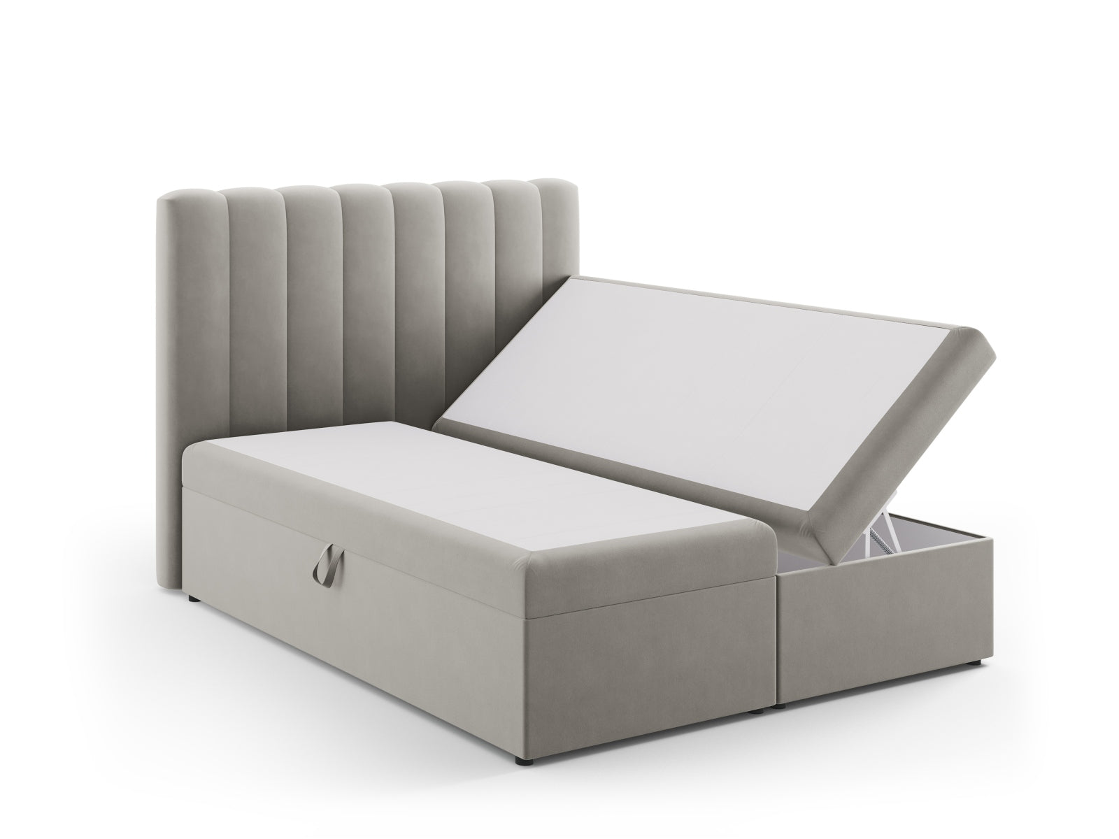 Entdecken Sie das Kelp Boxspring Bett Set von Micadoni: stilvolles Kopfteil, stabile Boxspring und hochwertige Matratze mit Topper für erholsamen Schlaf.