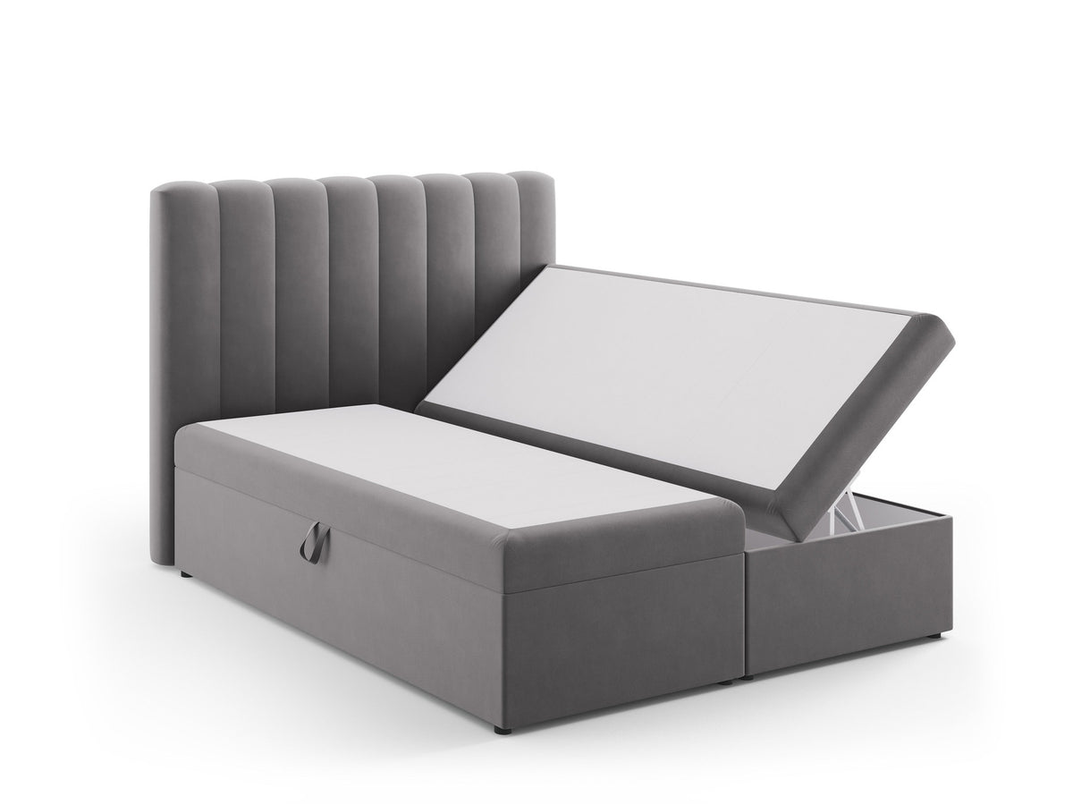 Kelp Boxspringbett Set 160cm: Headboard + Box Springs/Matratze + Matratze Topper in Grey-Bluvel präsentiert im Onlineshop von KAQTU Design AG. Bett ist von Micadoni