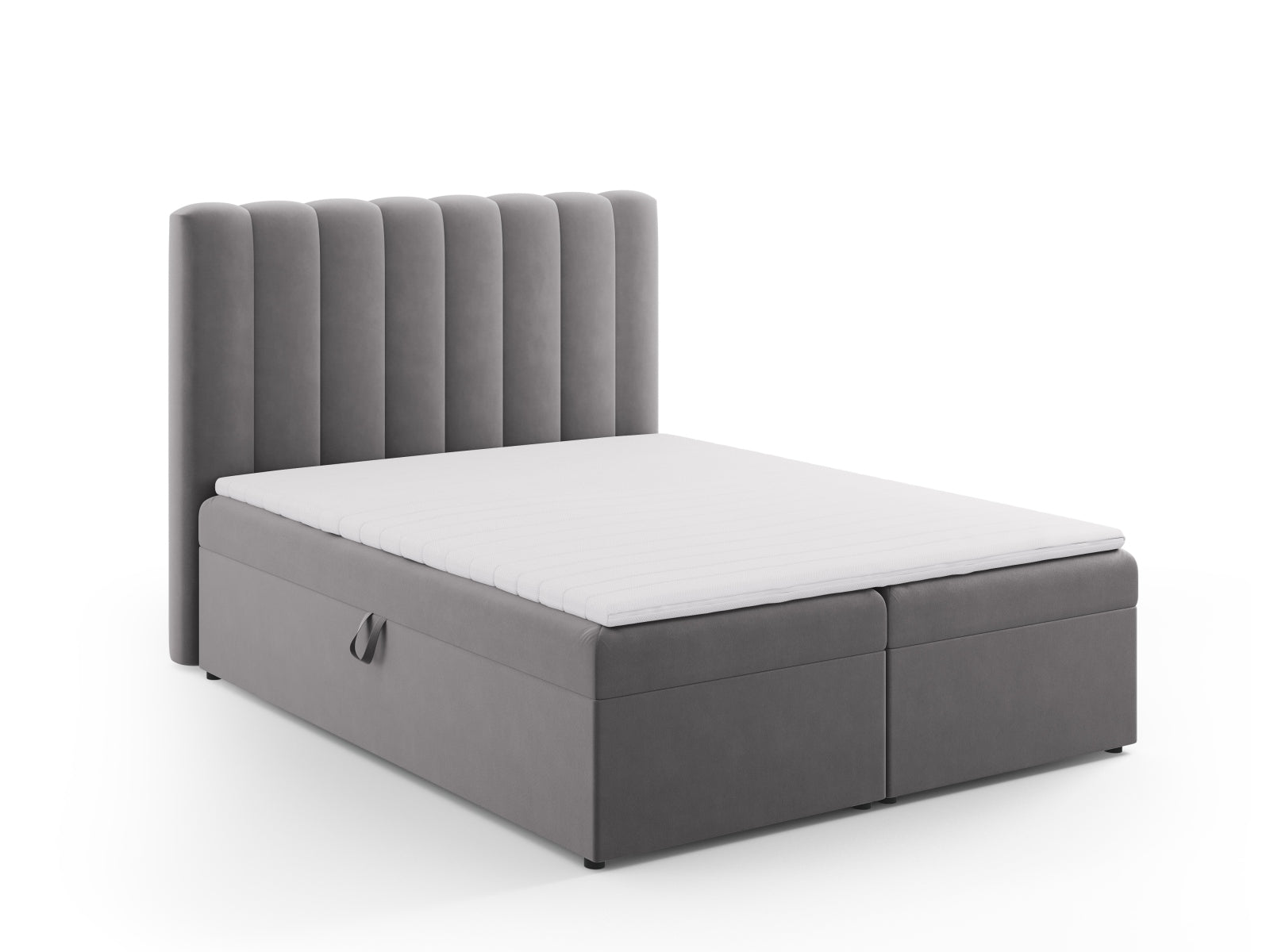 Entdecken Sie das Kelp Boxspring Bett Set von Micadoni: stilvolles Kopfteil, stabile Boxspring und hochwertige Matratze mit Topper für erholsamen Schlaf.