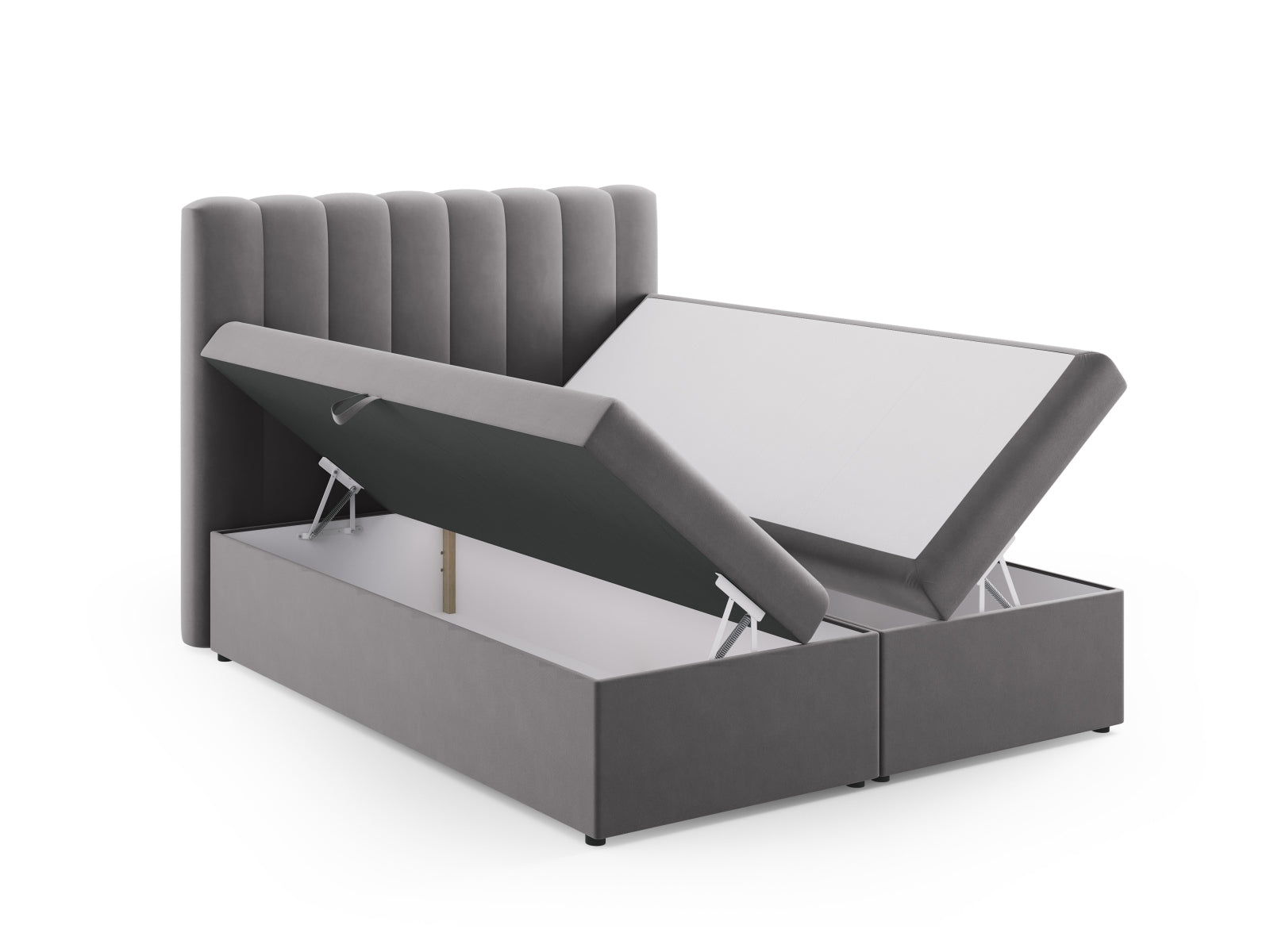 Entdecken Sie das Kelp Boxspring Bett Set von Micadoni: stilvolles Kopfteil, stabile Boxspring und hochwertige Matratze mit Topper für erholsamen Schlaf.