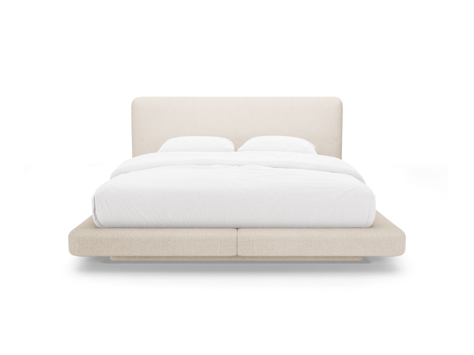 Elegantes Linea Bett mit 180 cm Kopfteil in stilvollem Beige-Baloo, ideal für moderne Schlafzimmer, von Micadoni.