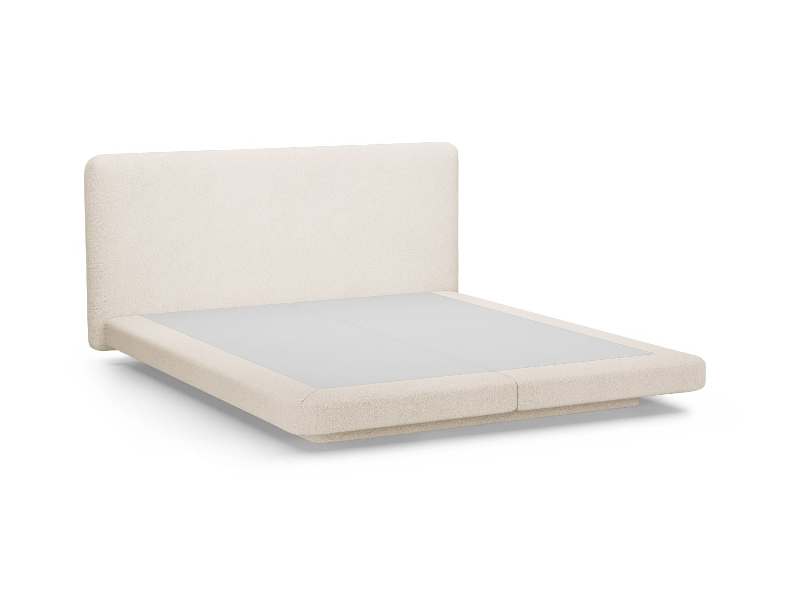 Elegantes Linea Bett mit 180 cm Kopfteil in sanftem Beige, ideal für moderne Schlafzimmer und stilvolle Einrichtung von Micadoni.