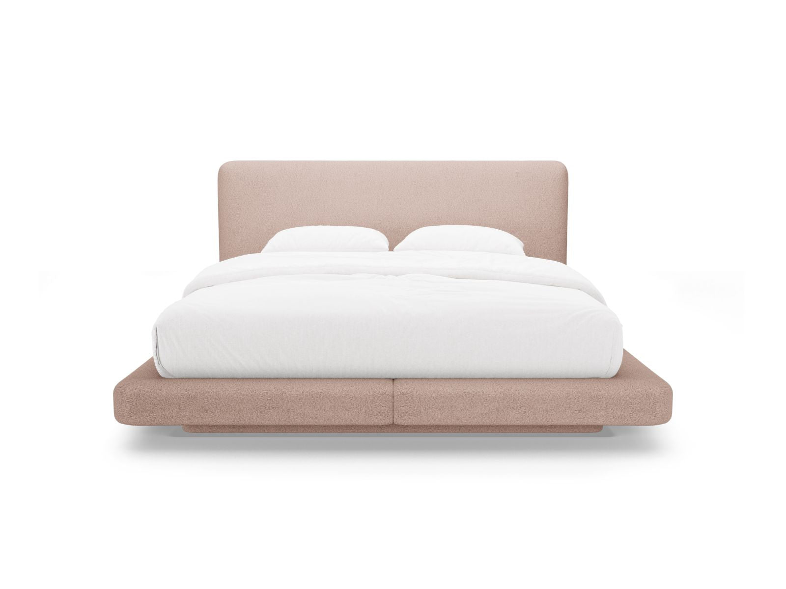 Elegantes Linea Bett mit 180 cm Kopfteil in sanftem Powder Pink, ideal für stilvolle Schlafzimmergestaltung von Micadoni.