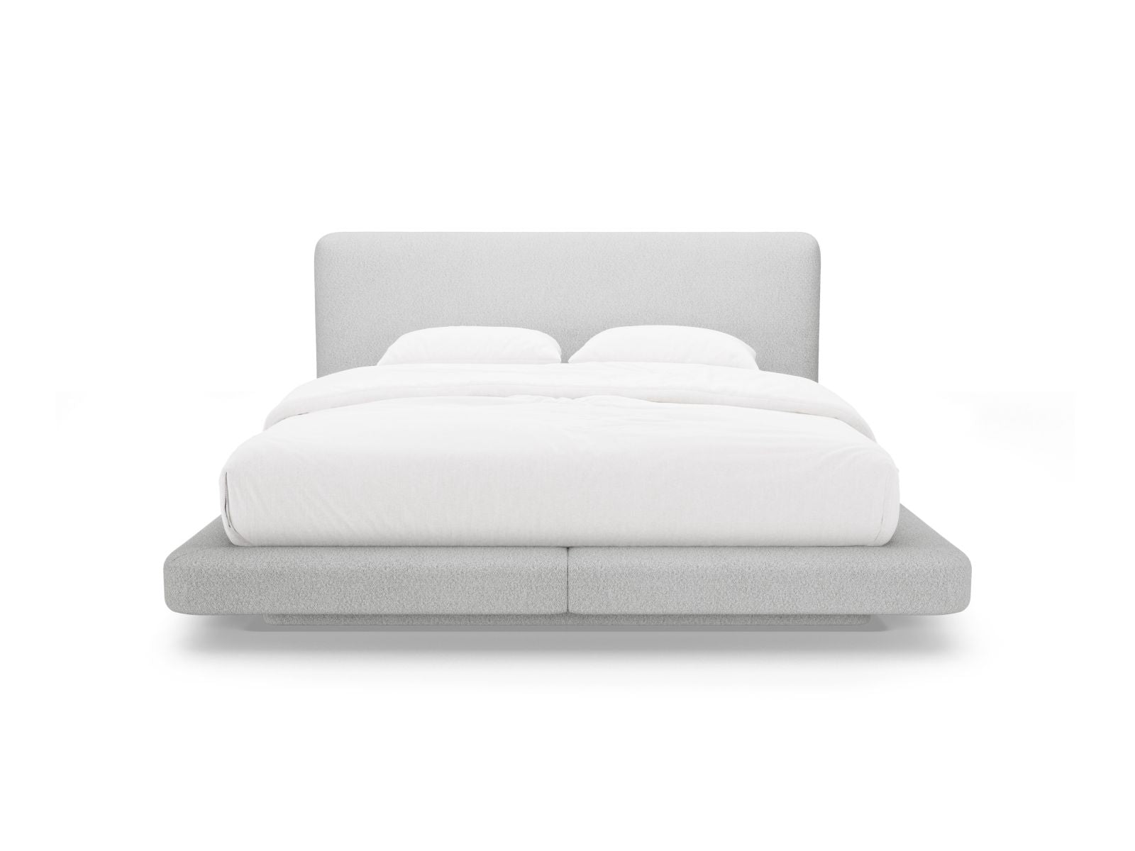 Elegantes Linea Bett mit 180 cm Kopfteil in sanftem Light Grey-Baloo, ideal für stilvolle Schlafzimmergestaltung.