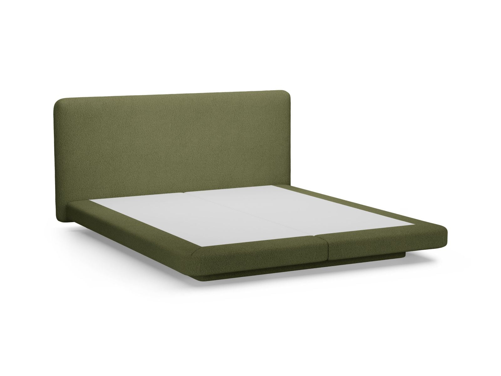Elegantes Linea Bett von Micadoni mit 180 cm Kopfteil in Dunkelolivgrün, ideal für stilvolle Schlafzimmergestaltung und Komfort.