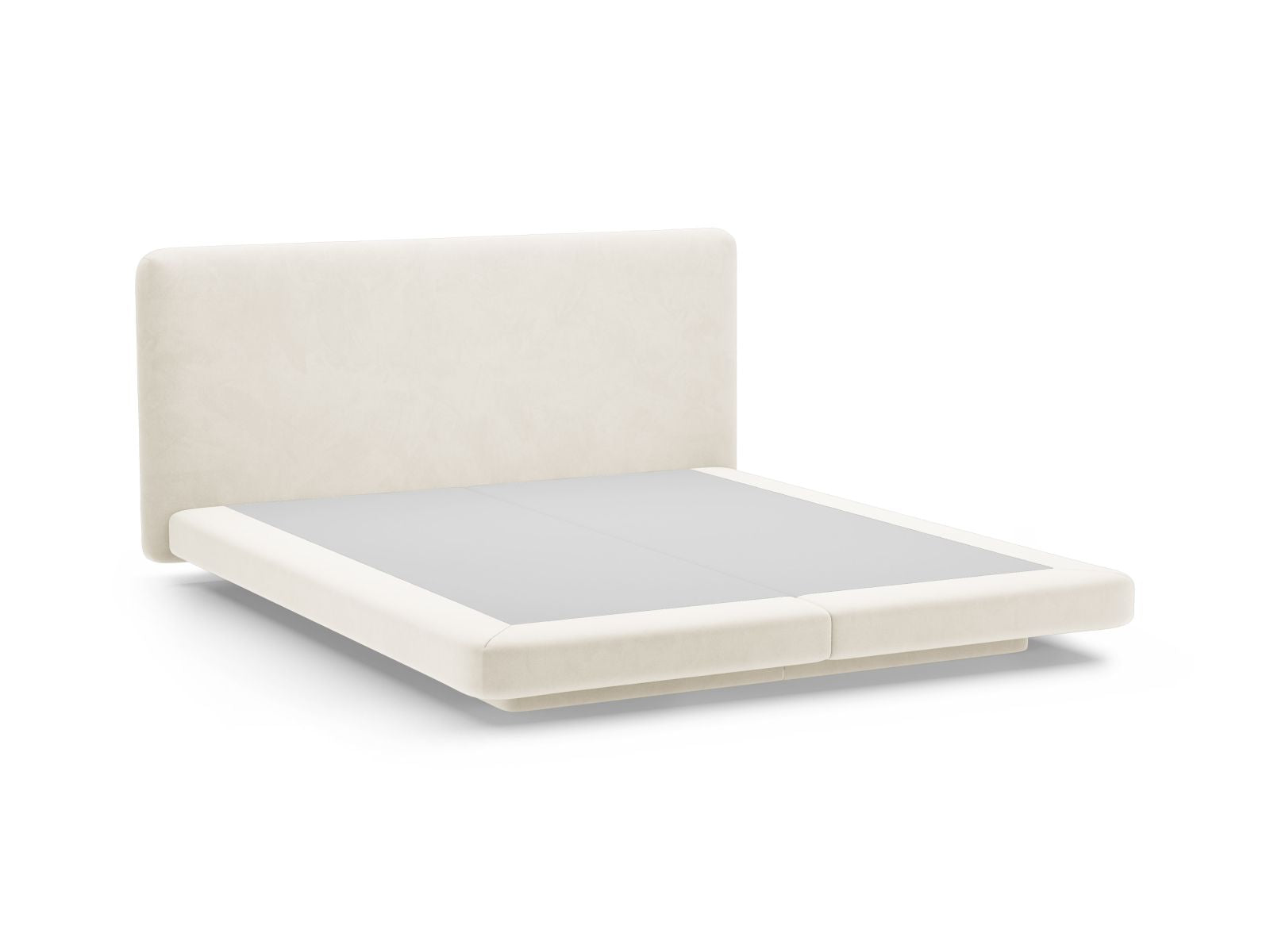 Elegantes Linea Bett mit 180 cm Kopfteil aus Ivory-Magic Velvet, ideal für ein modernes und gemütliches Schlafzimmer.