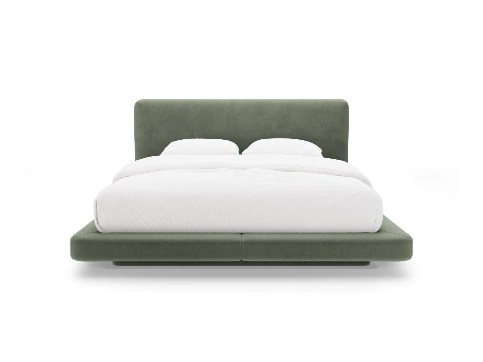 Elegantes Linea Bett mit 180 cm Kopfteil in Green-Magic Velvet, stilvoll und modern, ideal für jedes Schlafzimmer. Von Micadoni.