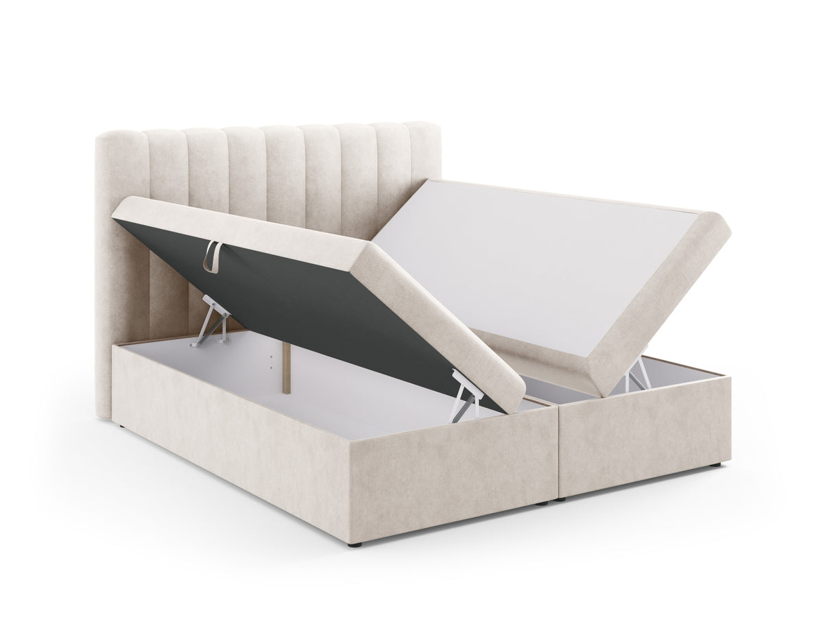 Kelp Boxspringbett Set 180cm: Headboard + Box Springs/Matratze + Matratze Topper in Grey Beige Melange-Moly präsentiert im Onlineshop von KAQTU Design AG. Bett ist von Micadoni