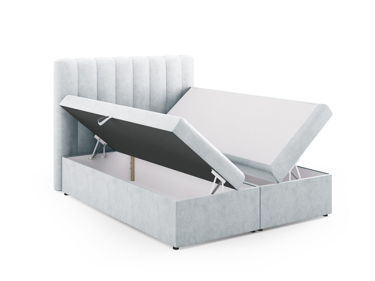 Kelp Boxspringbett Set 180cm: Headboard + Box Springs/Matratze + Matratze Topper in Light Grey-Moly präsentiert im Onlineshop von KAQTU Design AG. Bett ist von Micadoni