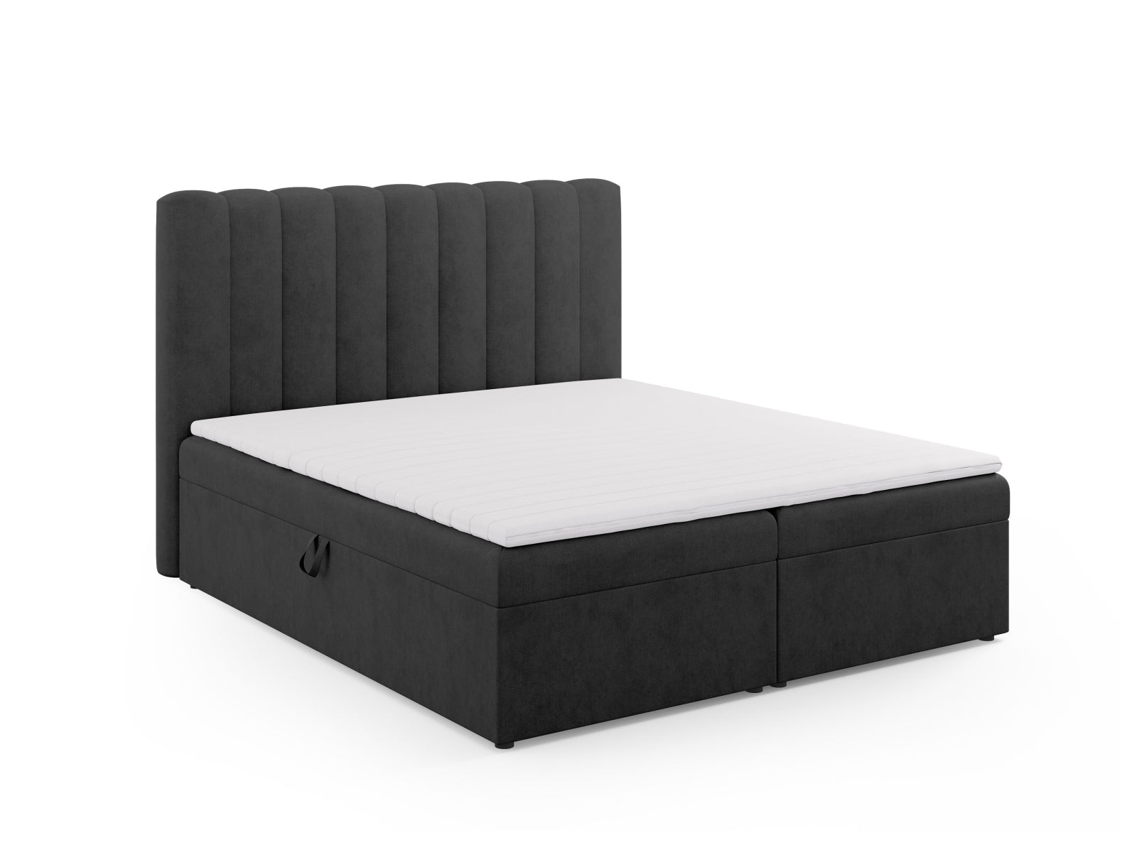 Entdecken Sie das Kelp Boxspring Bett Set von Micadoni: stilvolles Kopfteil, stabile Boxspring und hochwertige Matratze mit Topper für erholsamen Schlaf.