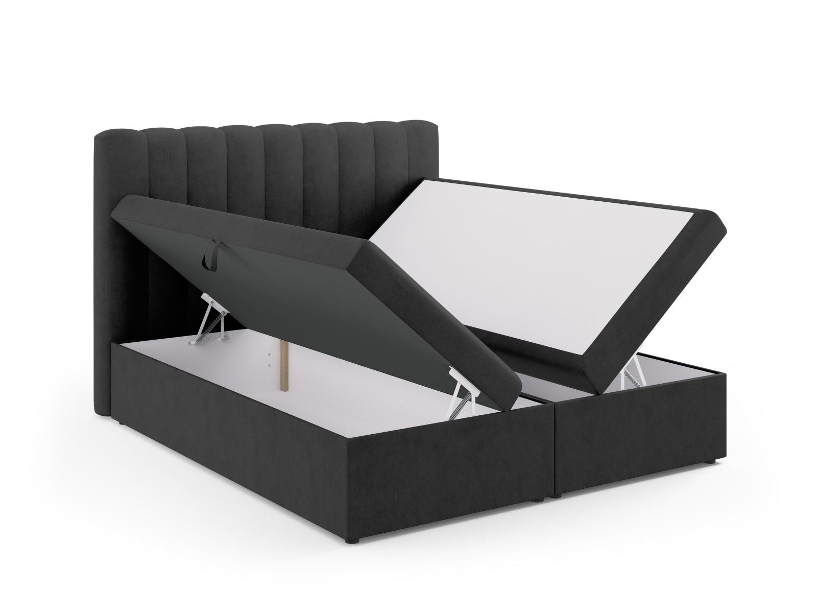 Entdecken Sie das Kelp Boxspring Bett Set von Micadoni: stilvolles Kopfteil, stabile Boxspring und hochwertige Matratze mit Topper für erholsamen Schlaf.