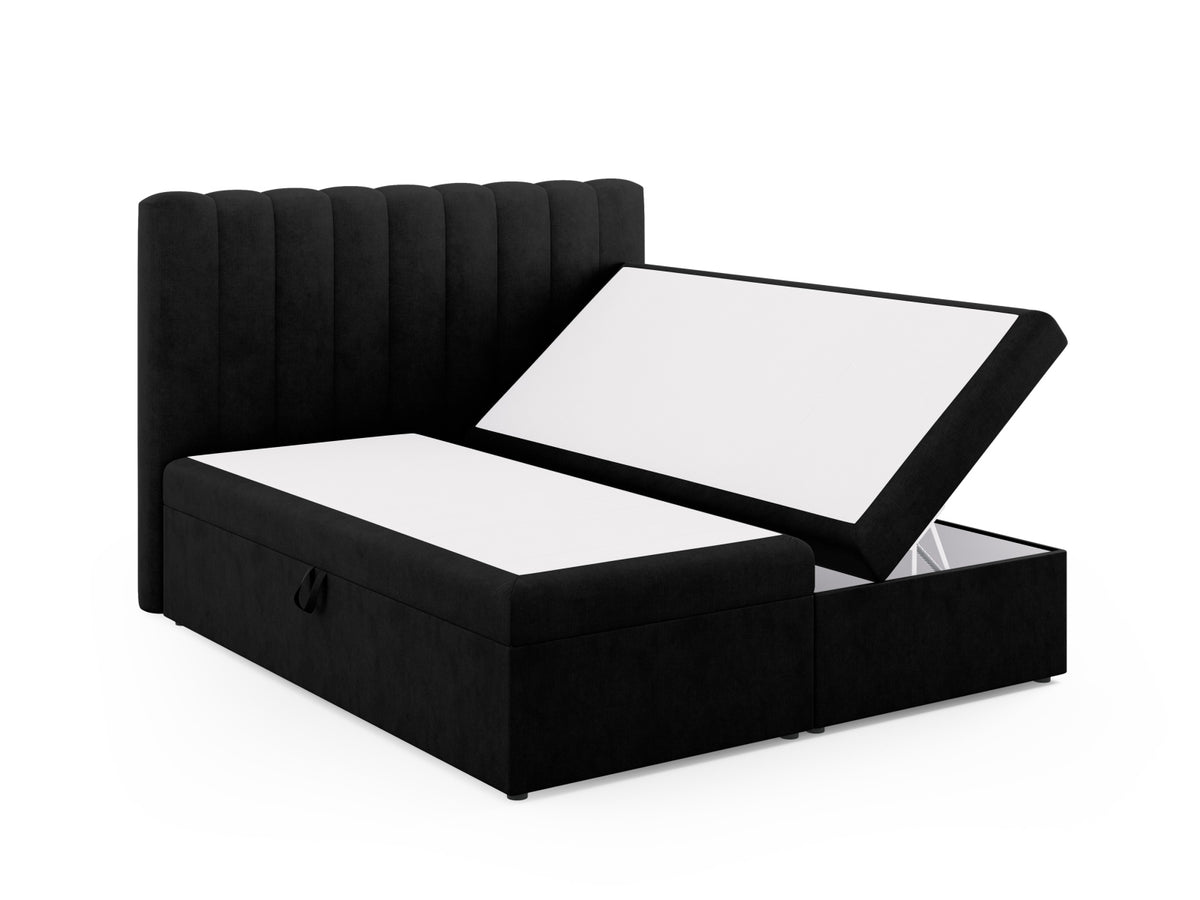 Kelp Boxspringbett Set 180cm: Headboard + Box Springs/Matratze + Matratze Topper in Black-Moly präsentiert im Onlineshop von KAQTU Design AG. Bett ist von Micadoni