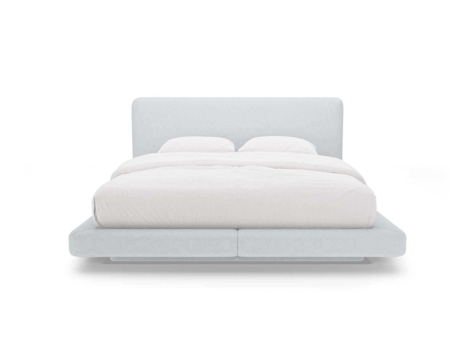 Elegantes Linea Bett mit 180 cm Kopfteil in sanftem Light Grey-Moly, ideal für stilvolle Schlafzimmergestaltung.