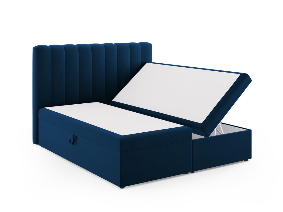 Kelp Boxspringbett Set 180cm: Headboard + Box Springs/Matratze + Matratze Topper in Royal Blue-Bluvel präsentiert im Onlineshop von KAQTU Design AG. Bett ist von Micadoni