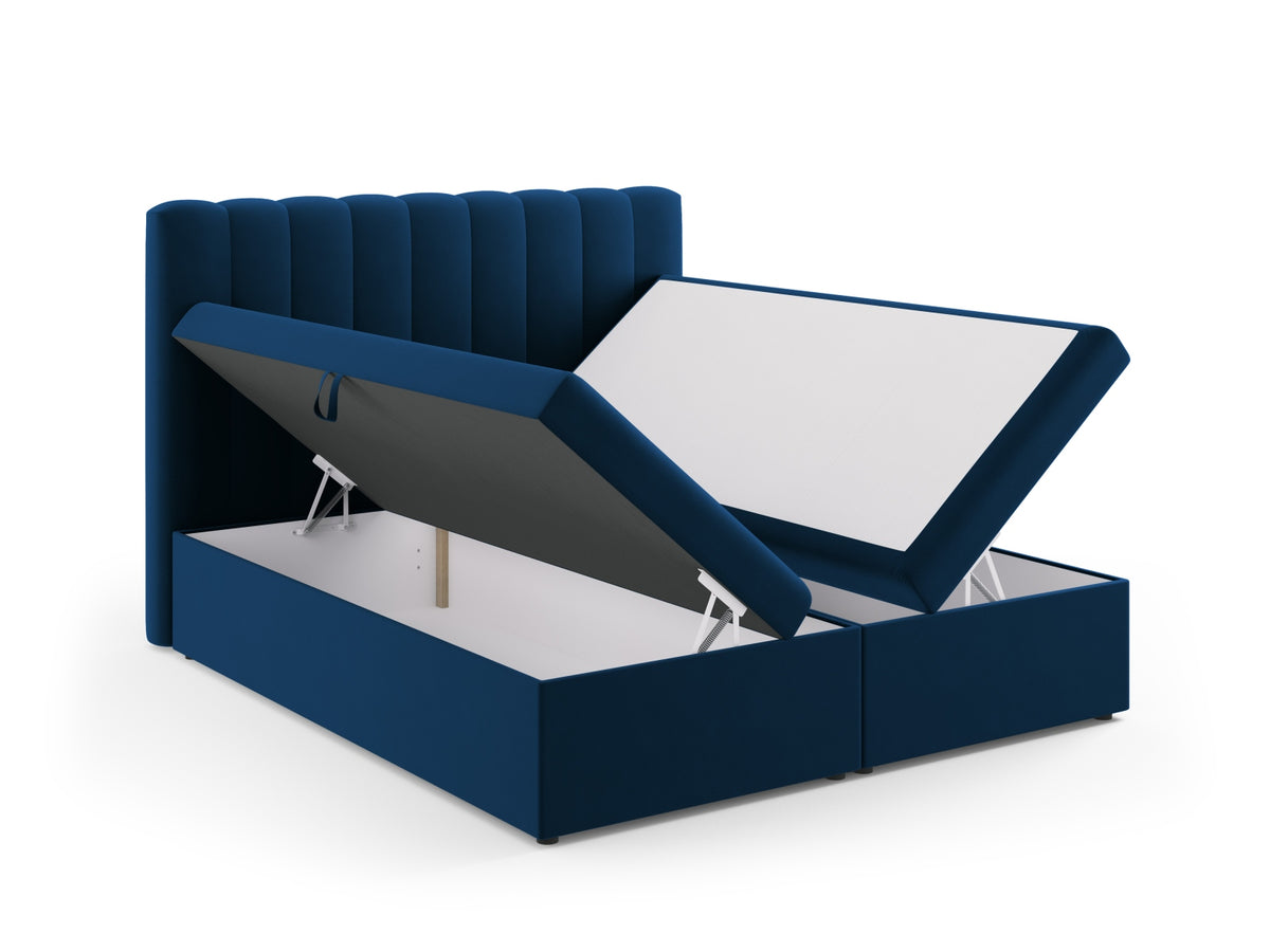 Kelp Boxspringbett Set 180cm: Headboard + Box Springs/Matratze + Matratze Topper in Royal Blue-Bluvel präsentiert im Onlineshop von KAQTU Design AG. Bett ist von Micadoni