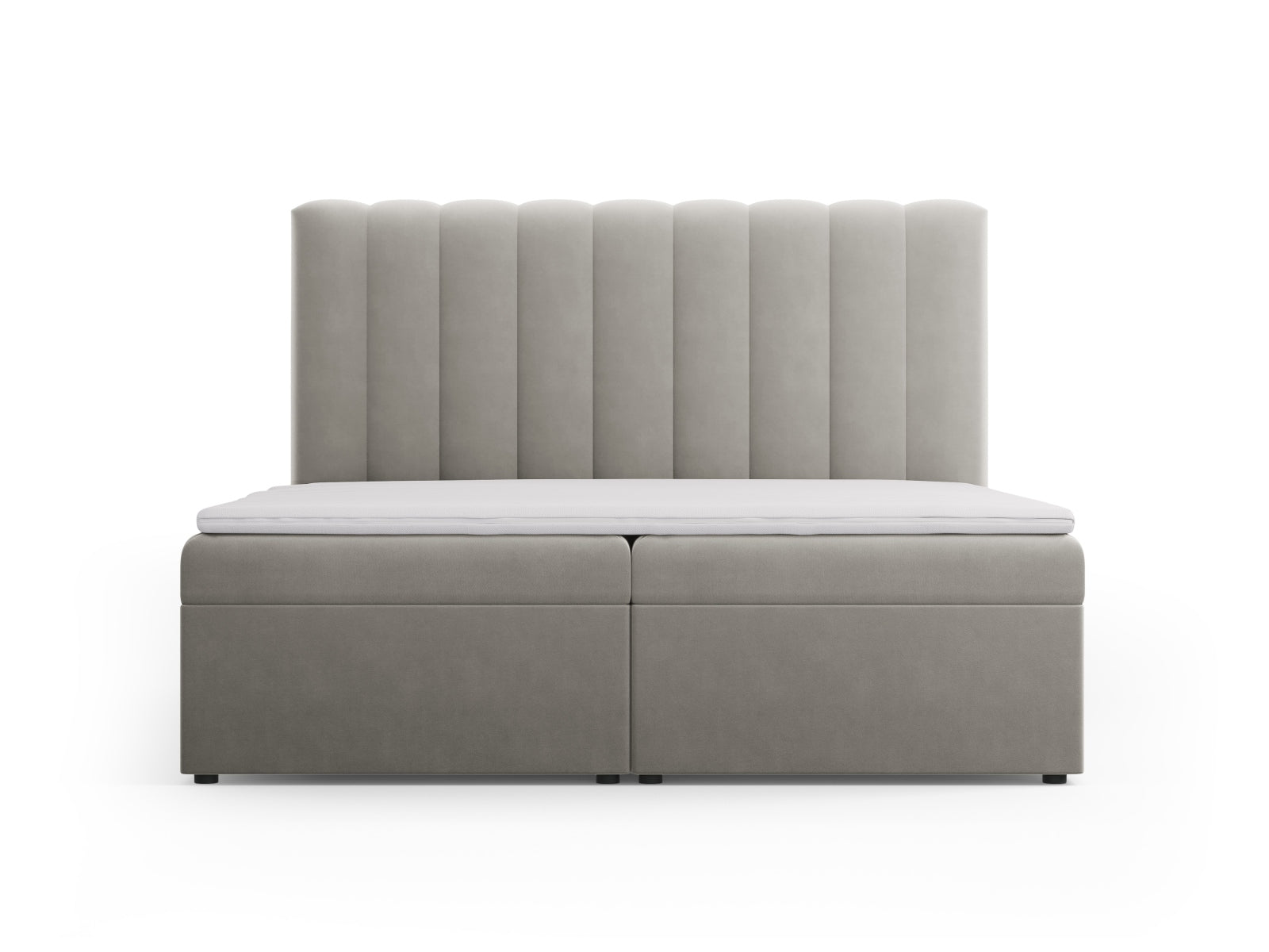Kelp Boxspring Bett Set: Headboard + Box Springs/Matratze + Matratze Topper in Light Grey präsentiert im Onlineshop von KAQTU Design AG. Bett ist von Micadoni